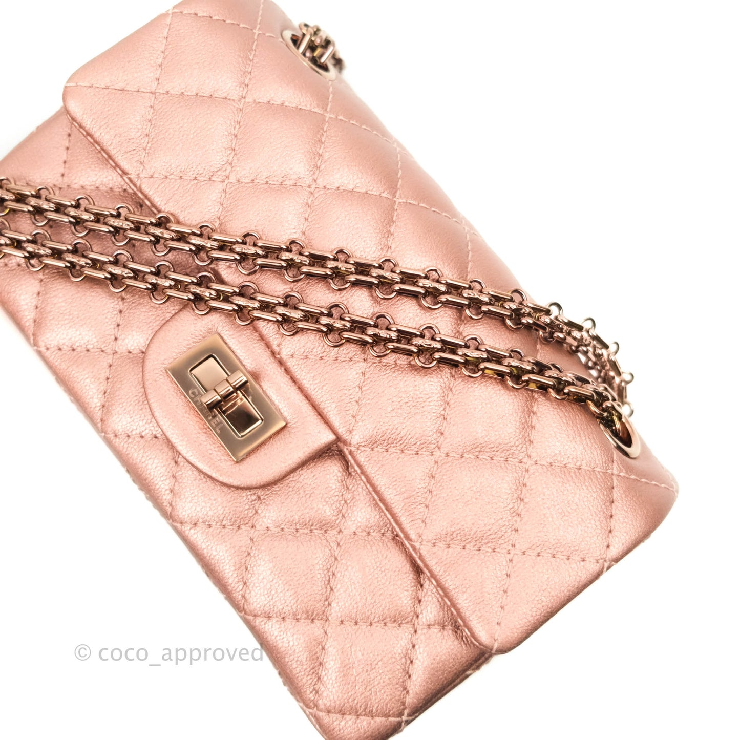 Chanel Mini Reissue 224 Metallic Calfskin Rose Gold