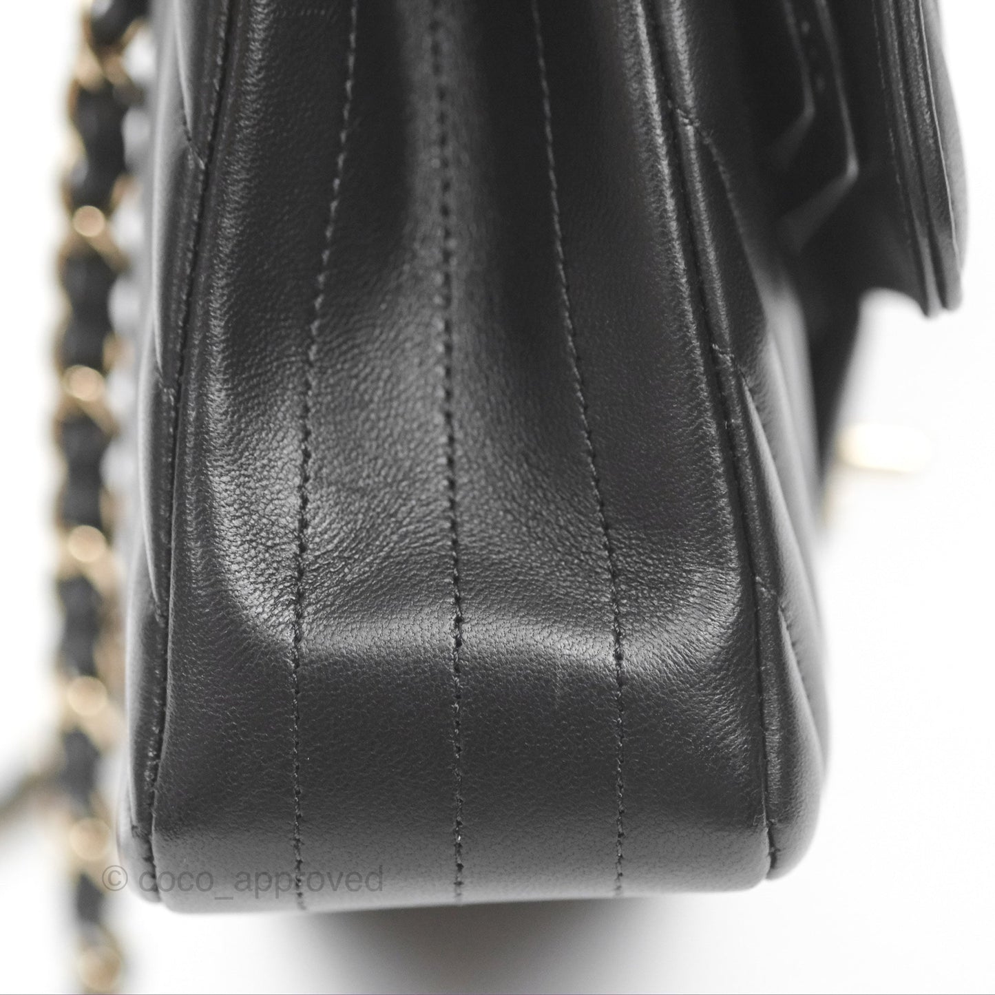 Chanel Small Classic Chevron Flap Black Lambskin Gold Hardware