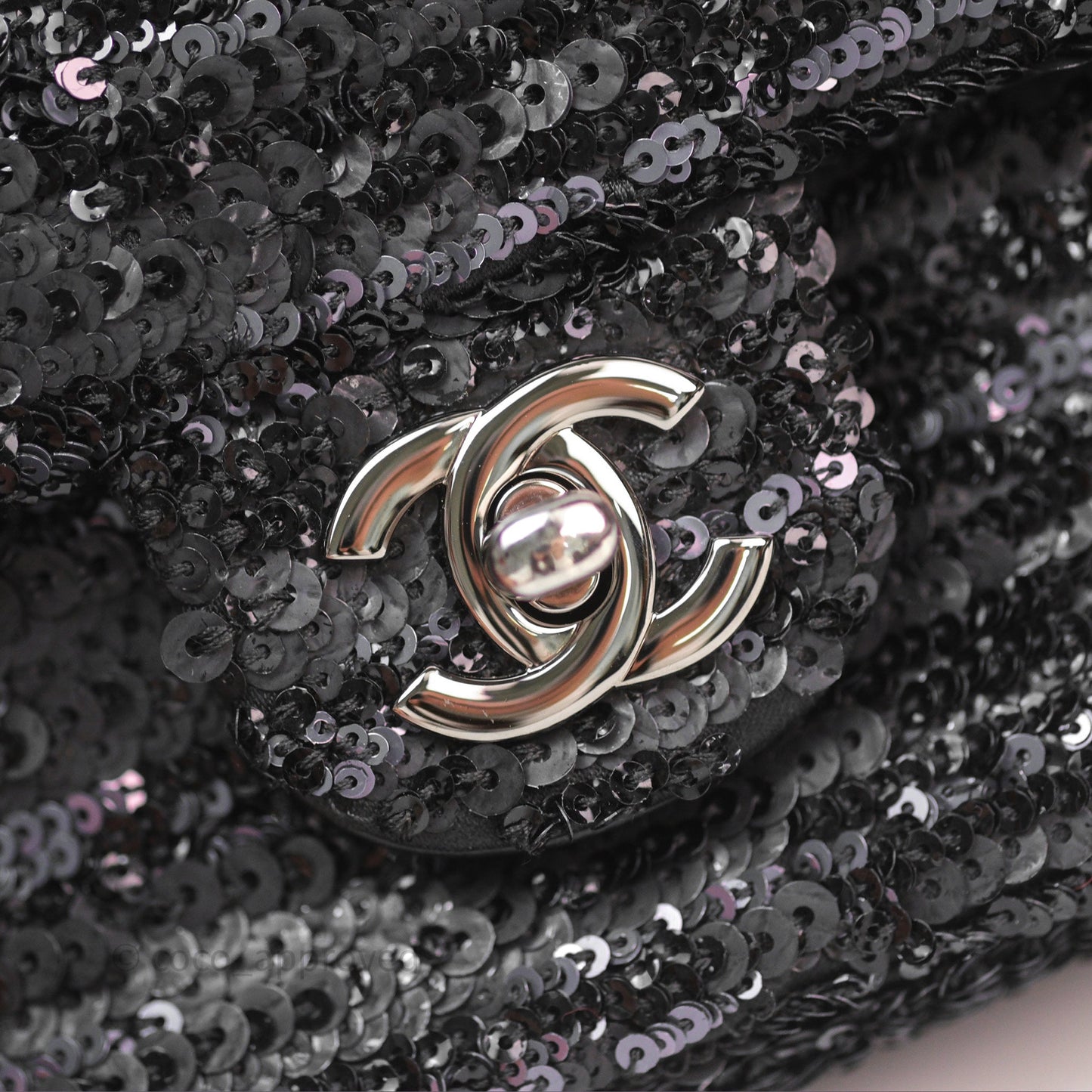 Chanel Mini Flap Bag Sequin Black/ Navy Gun Metal Hardware