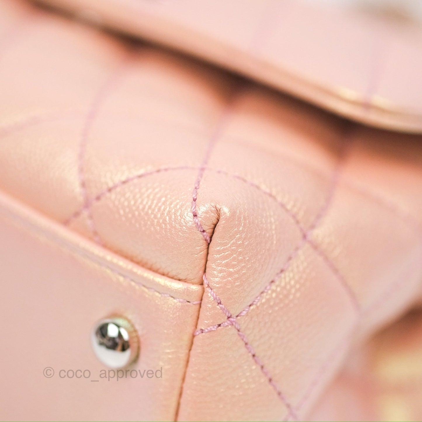 Chanel Small Quilted Coco Handle Iridescent Pink Caviar Rainbow Hardware