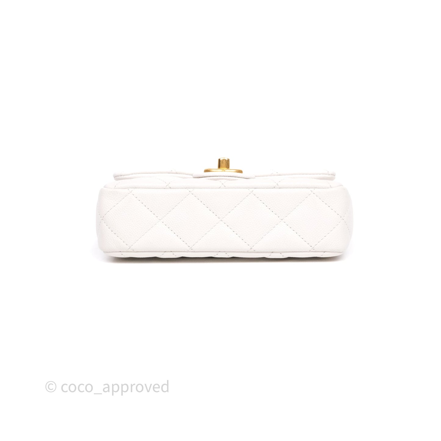 Chanel Heart Crush Mini Flap Bag White Caviar Aged Gold Hardware