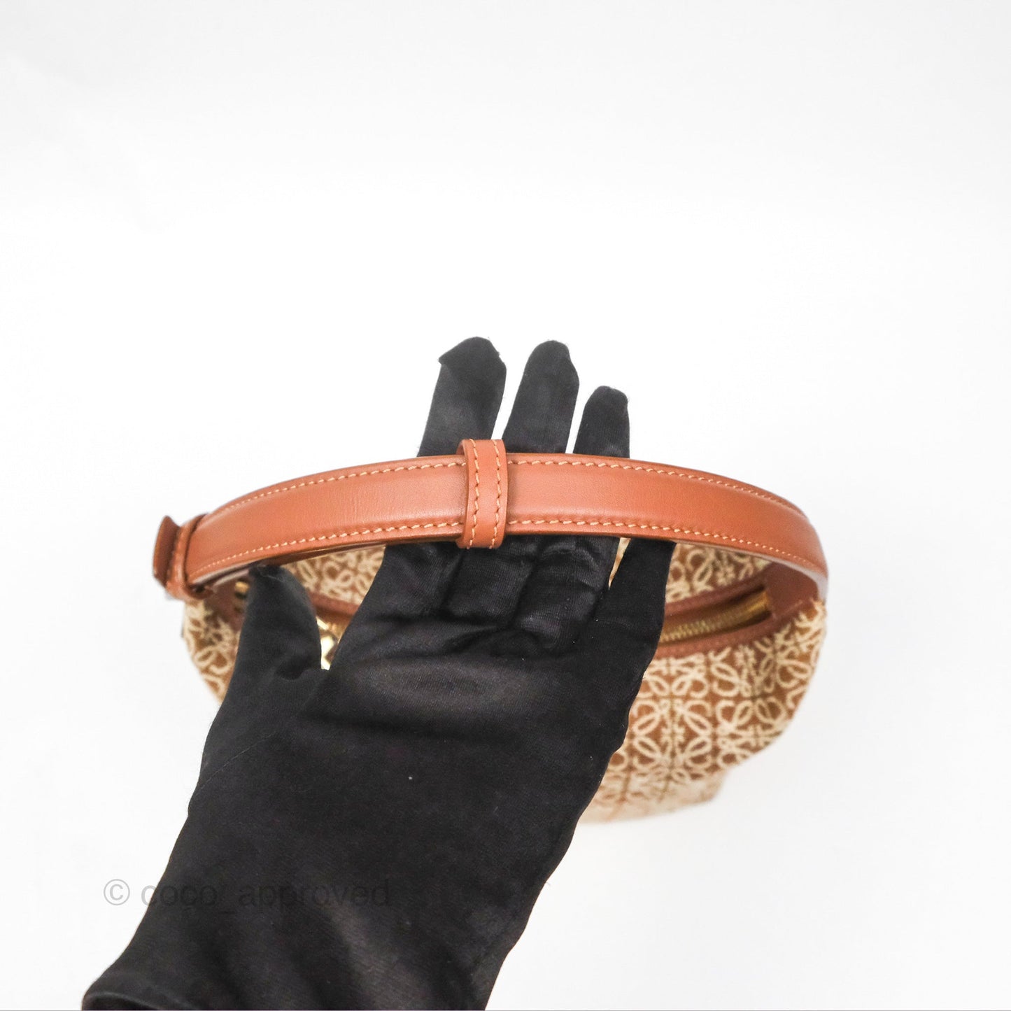 Loewe Small Cubi bag in Anagram Jacquard & Calfskin Tan Pecan