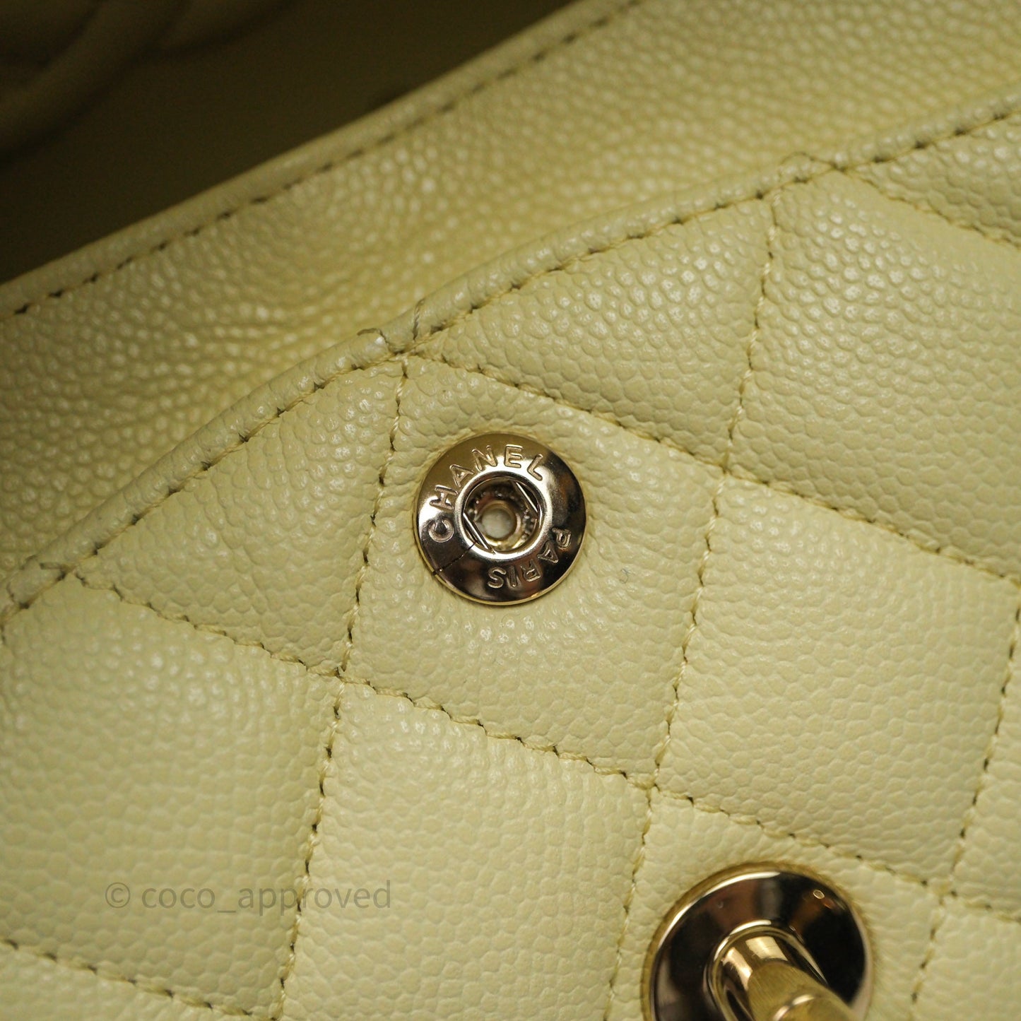 Chanel Small Classic Quilted Flap Yellow Caviar Gold Hardware