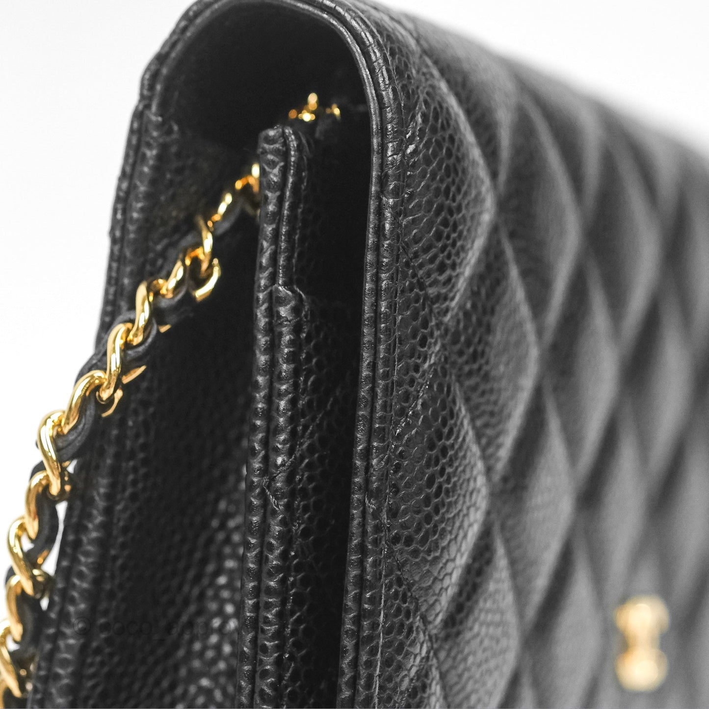 Chanel Classic Wallet On Chain WOC Quilted Black Caviar Gold Hardware