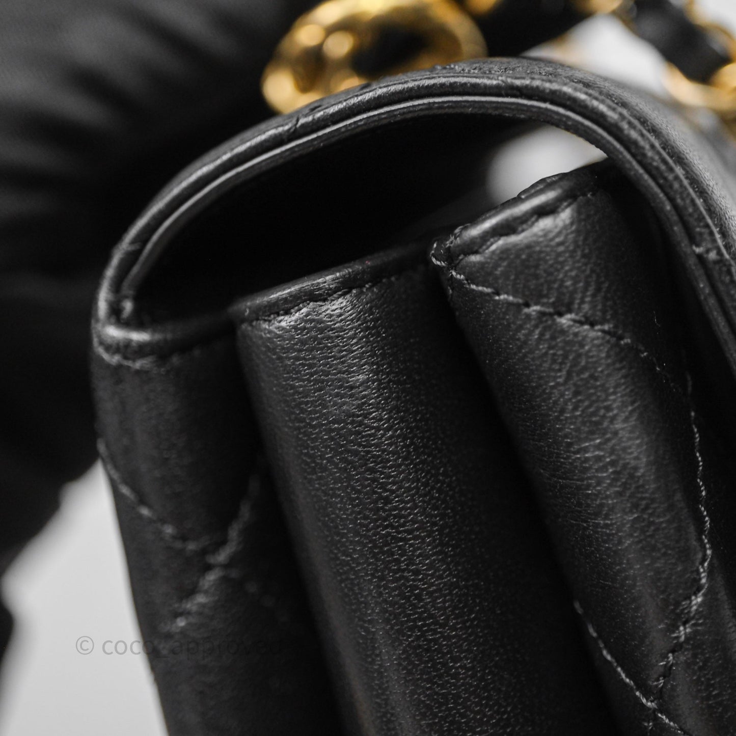 Chanel Trendy Spirit Top Handle Black Flap Bag Calfskin Gold Hardware