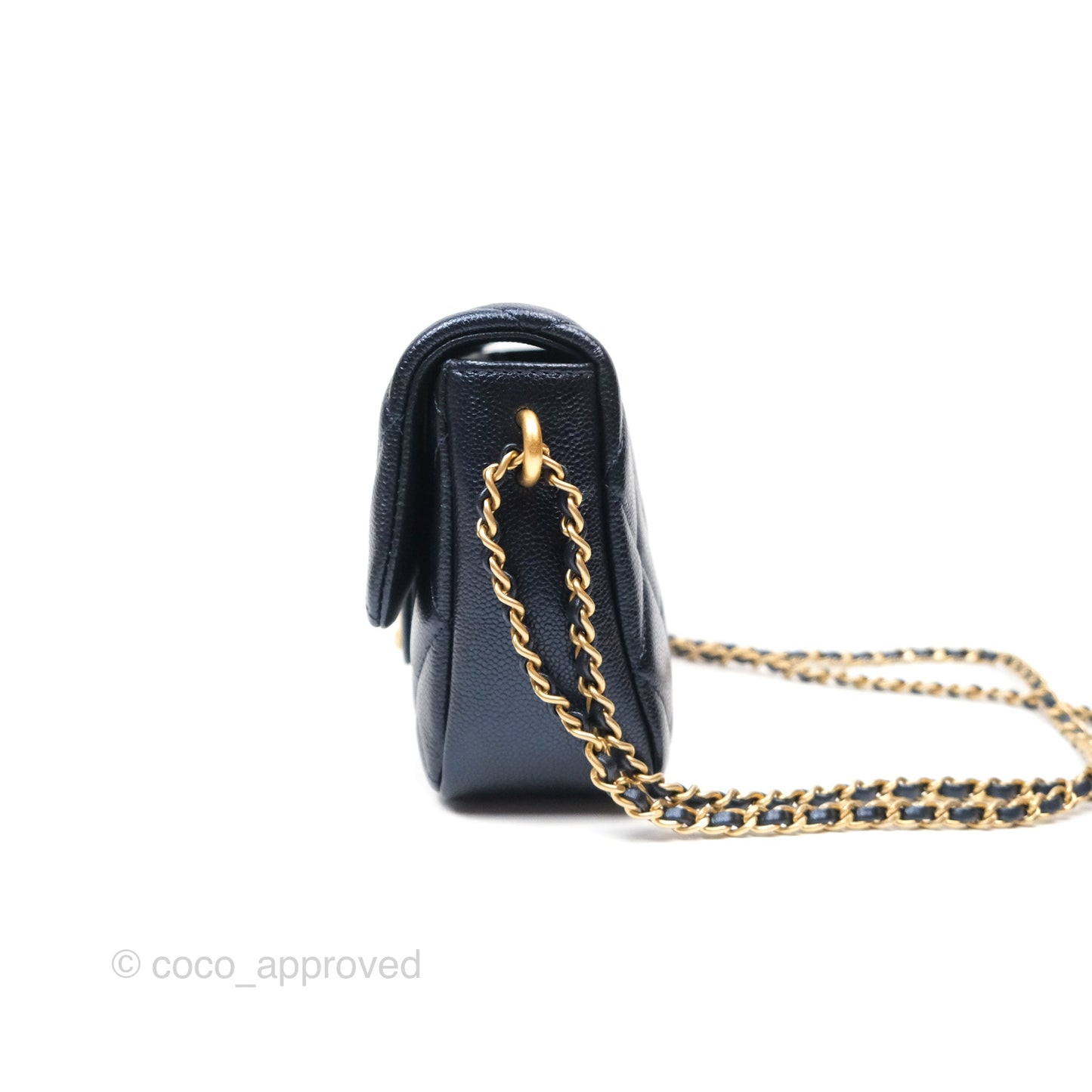 Chanel Quilted My Perfect Mini Iridescent Navy Caviar Aged Gold Hardware 21K