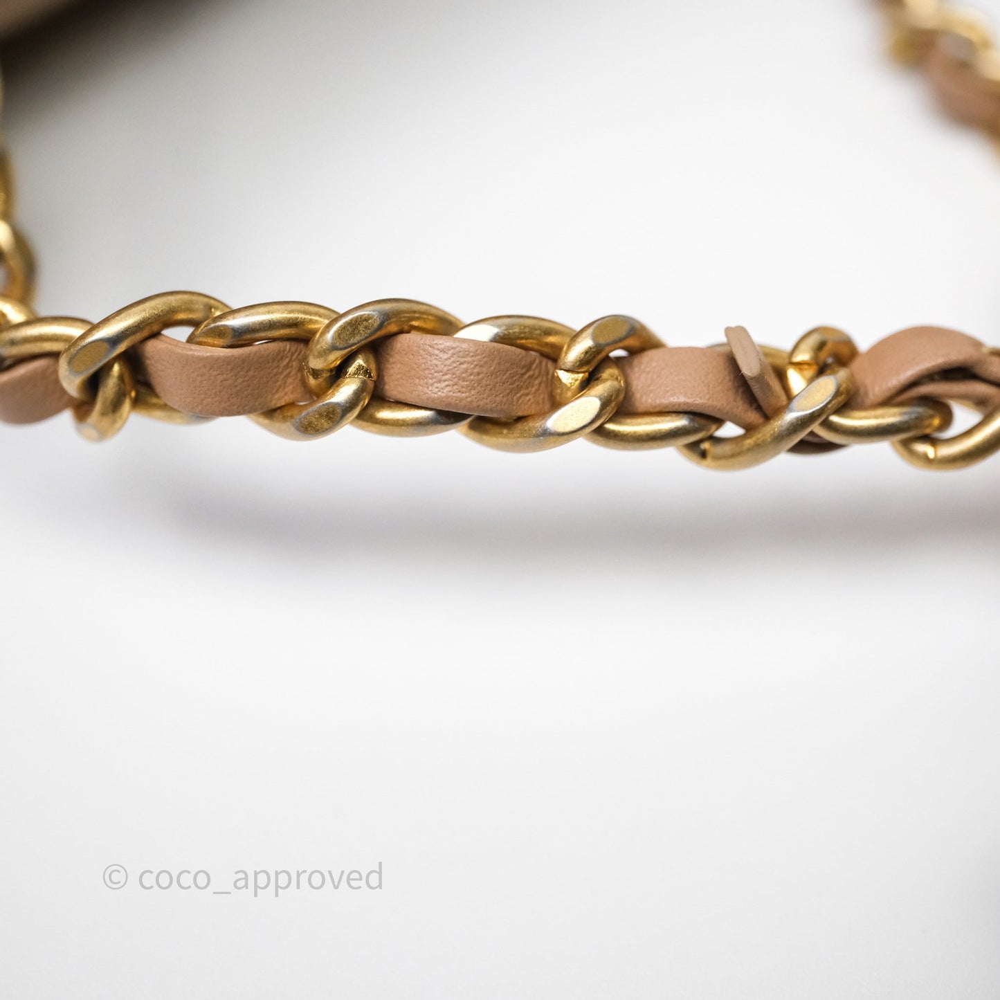 Chanel Pearl Crush Mini Square Quilted Beige Lambskin Aged Gold Hardware