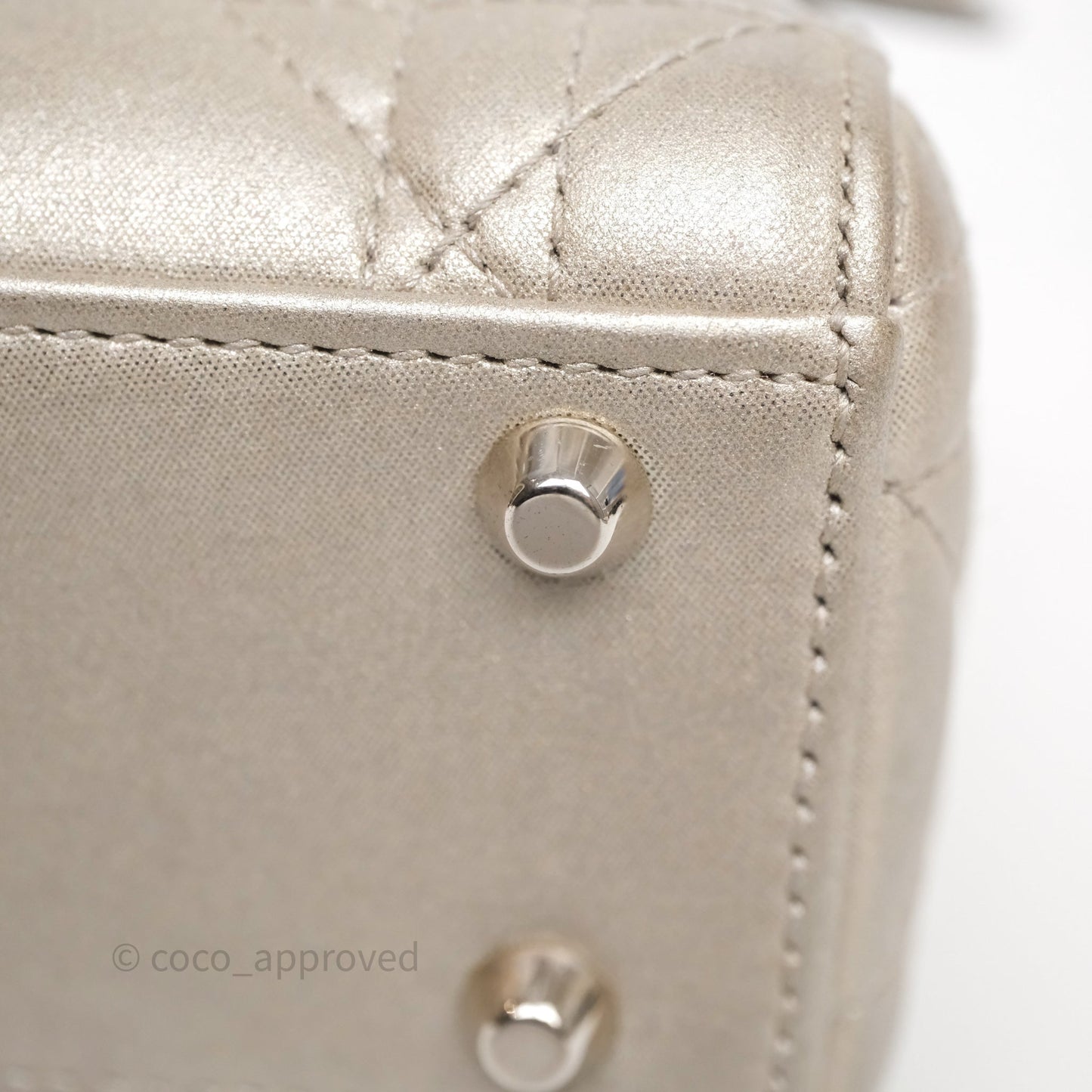 Christian Dior Mini Lady Dior Metallic Silver Nubuck Silver Hardware