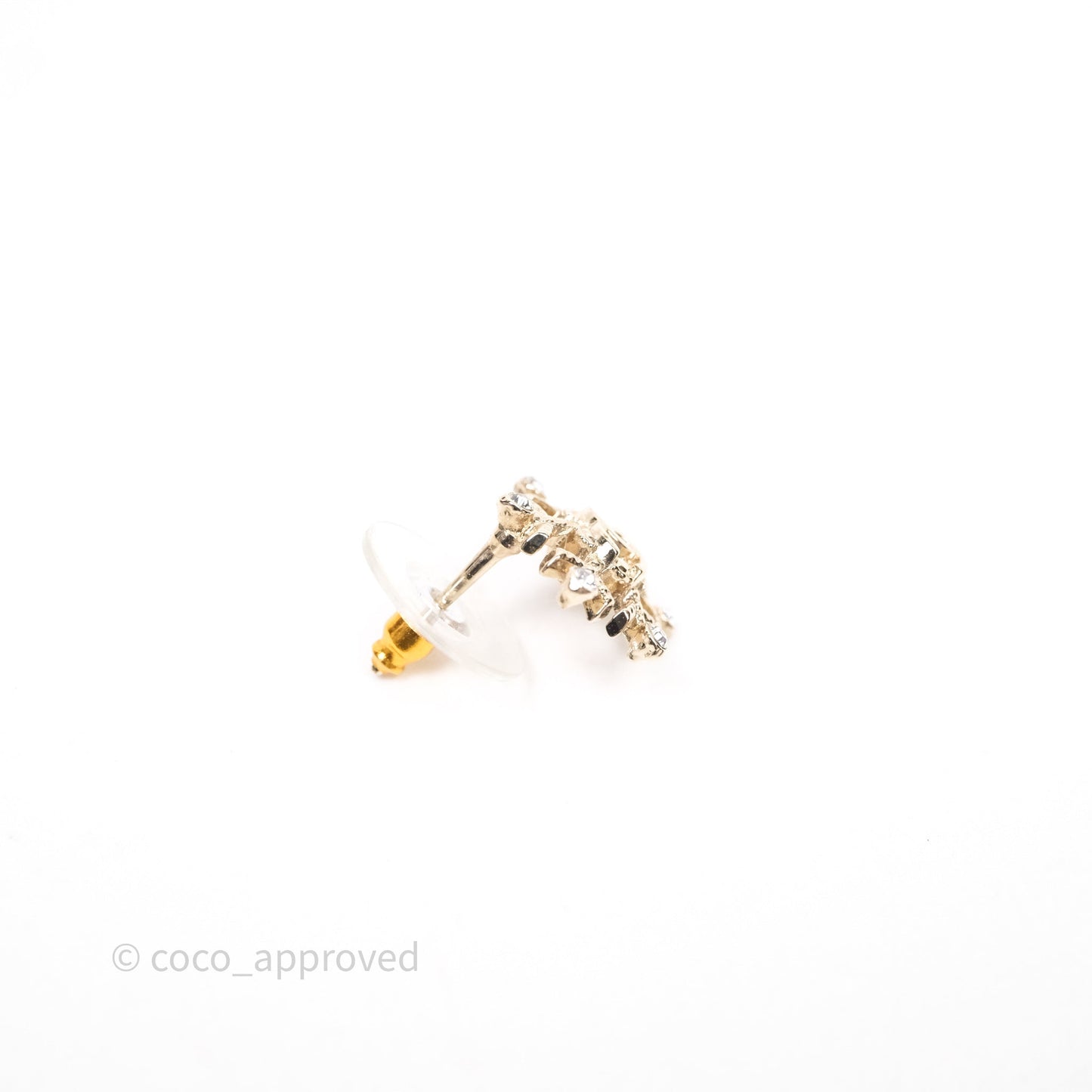 Chanel Crystals Snowflake CC Earrings Gold Tone 19B