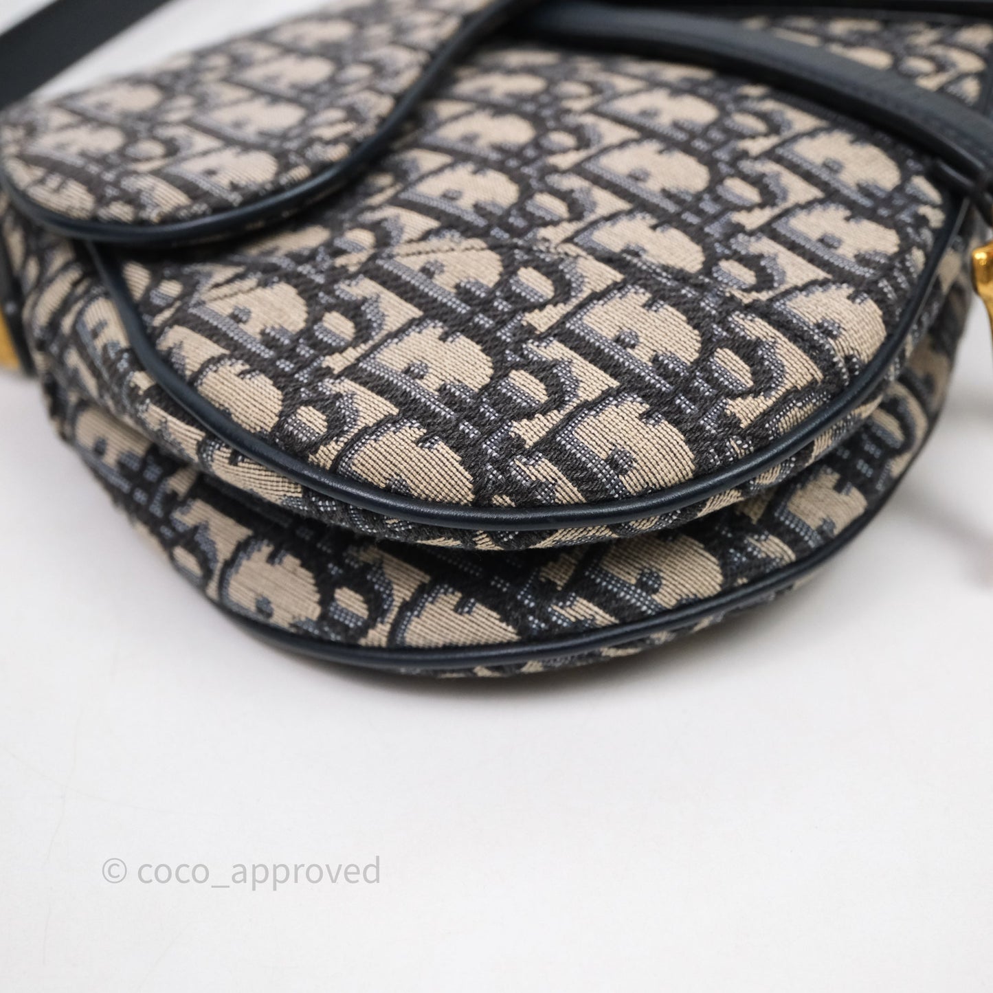 Christian Dior Saddle Bag Navy Dior Oblique Embroidery Gold Hardware