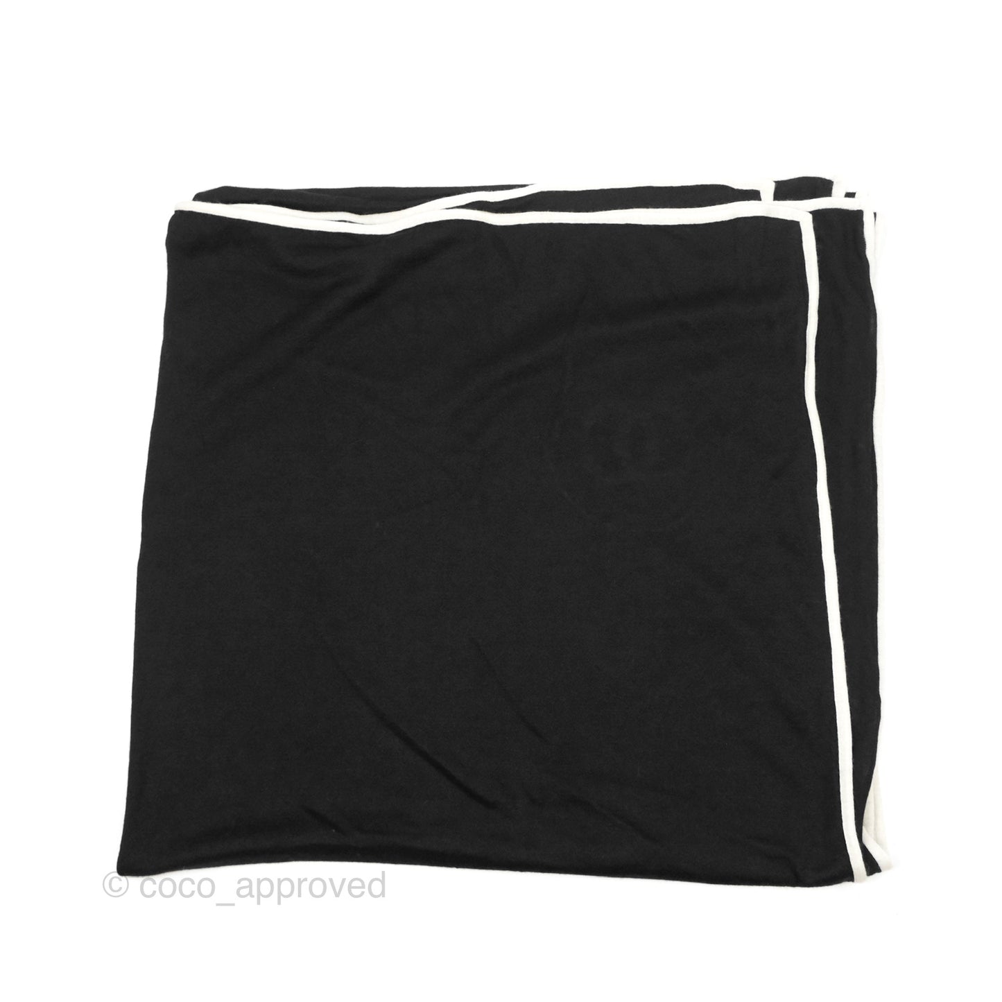 Chanel CC Black White Cashmere Silk Scarf