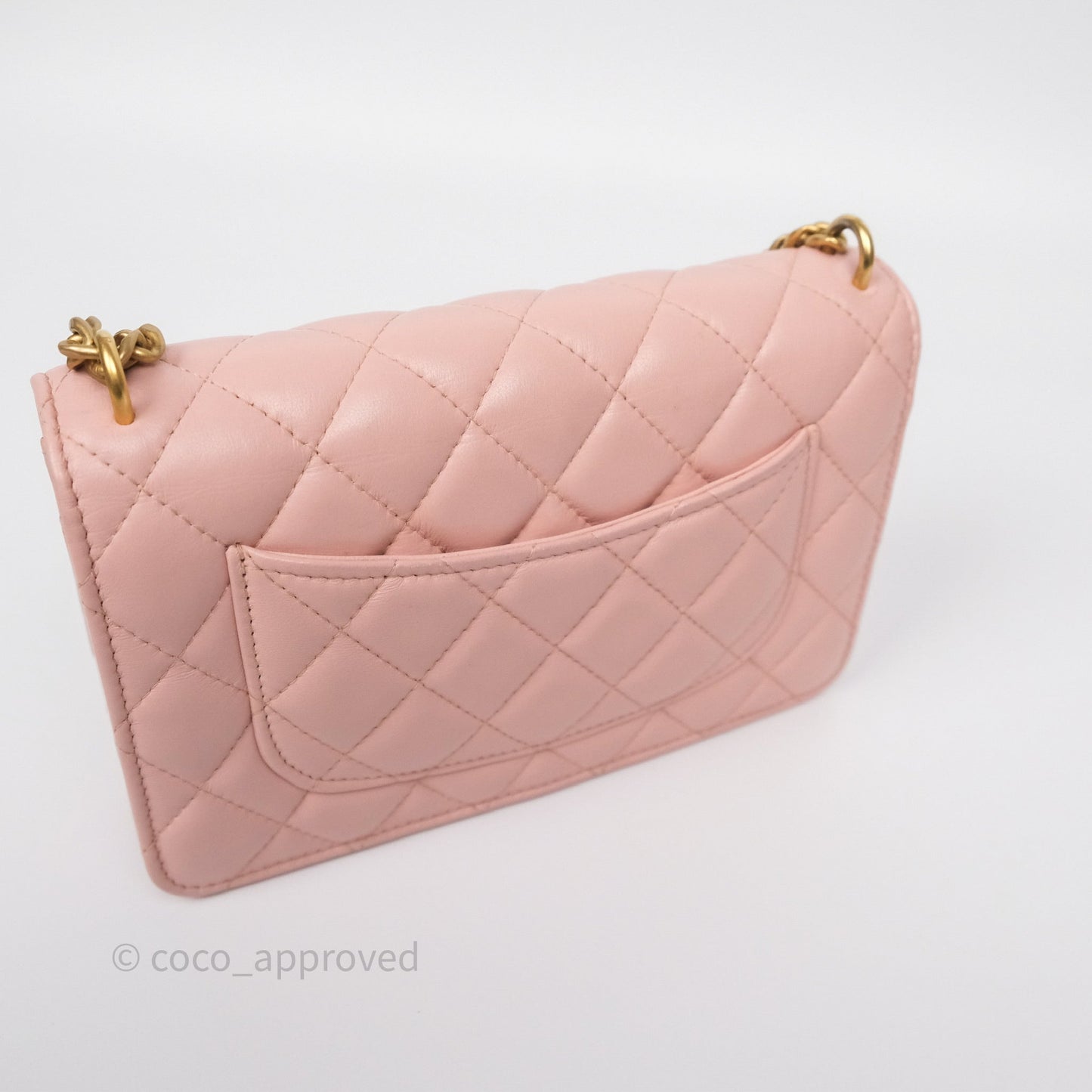 Chanel Camellia Crush Wallet on Chain WOC Pink Lambskin Aged Gold Hardware