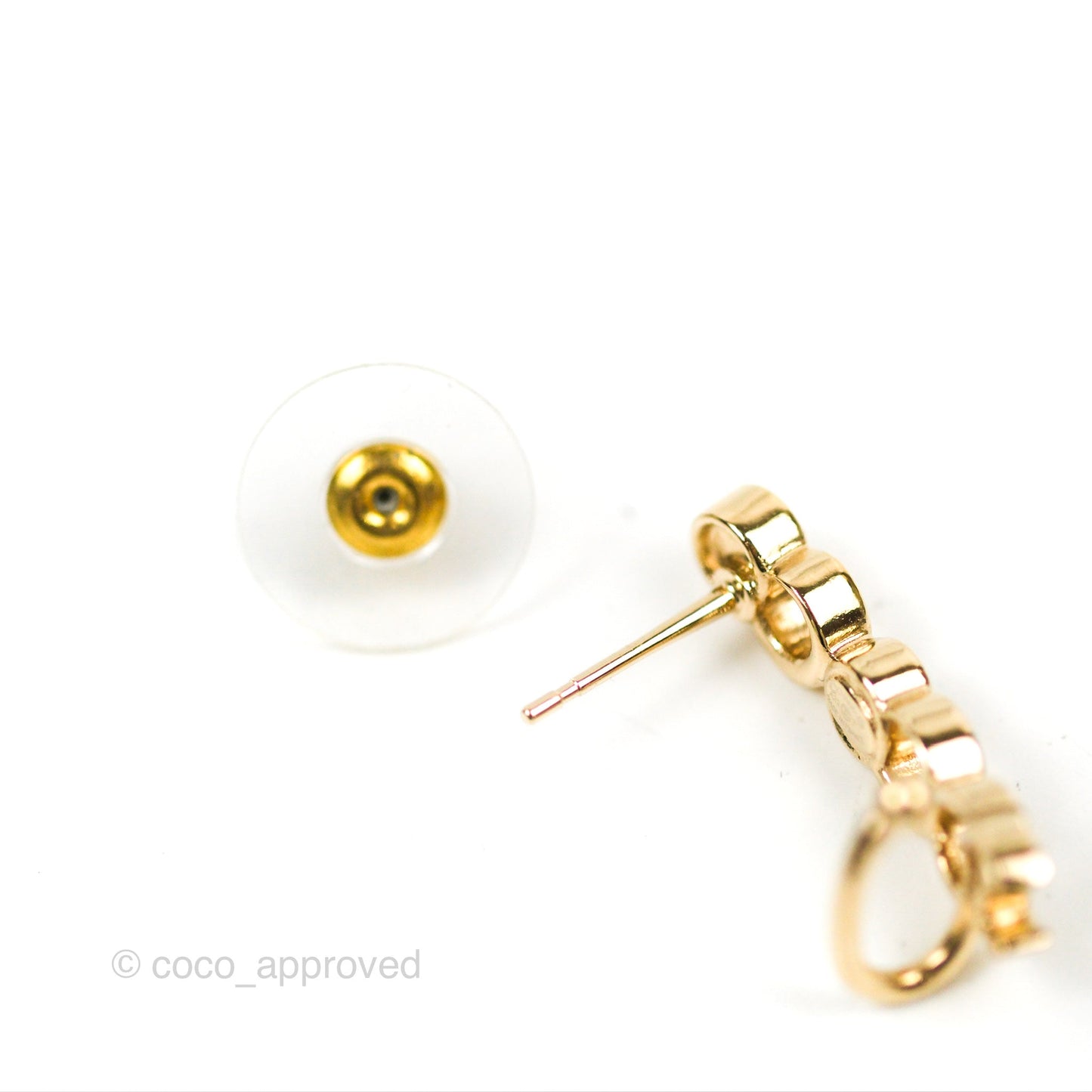 Chanel CC Coco Crystal Earrings Ear Cuff Gold Tone 22P
