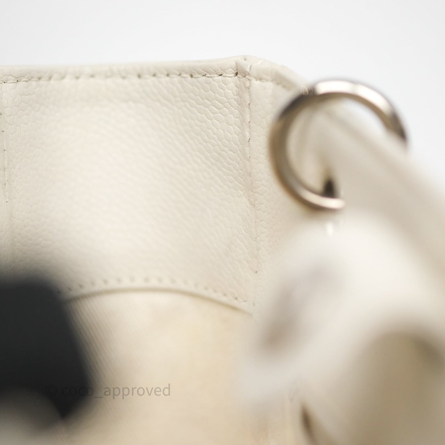 Chanel Vertical GST White Caviar Silver Hardware