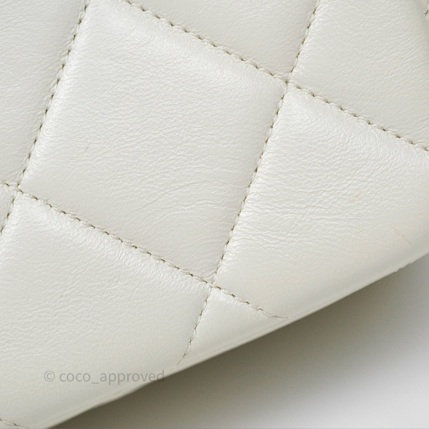 Chanel Quilted Double Pearl Adjustable Chain Flap Bag White Lambskin Aged Gold Hardware 24S