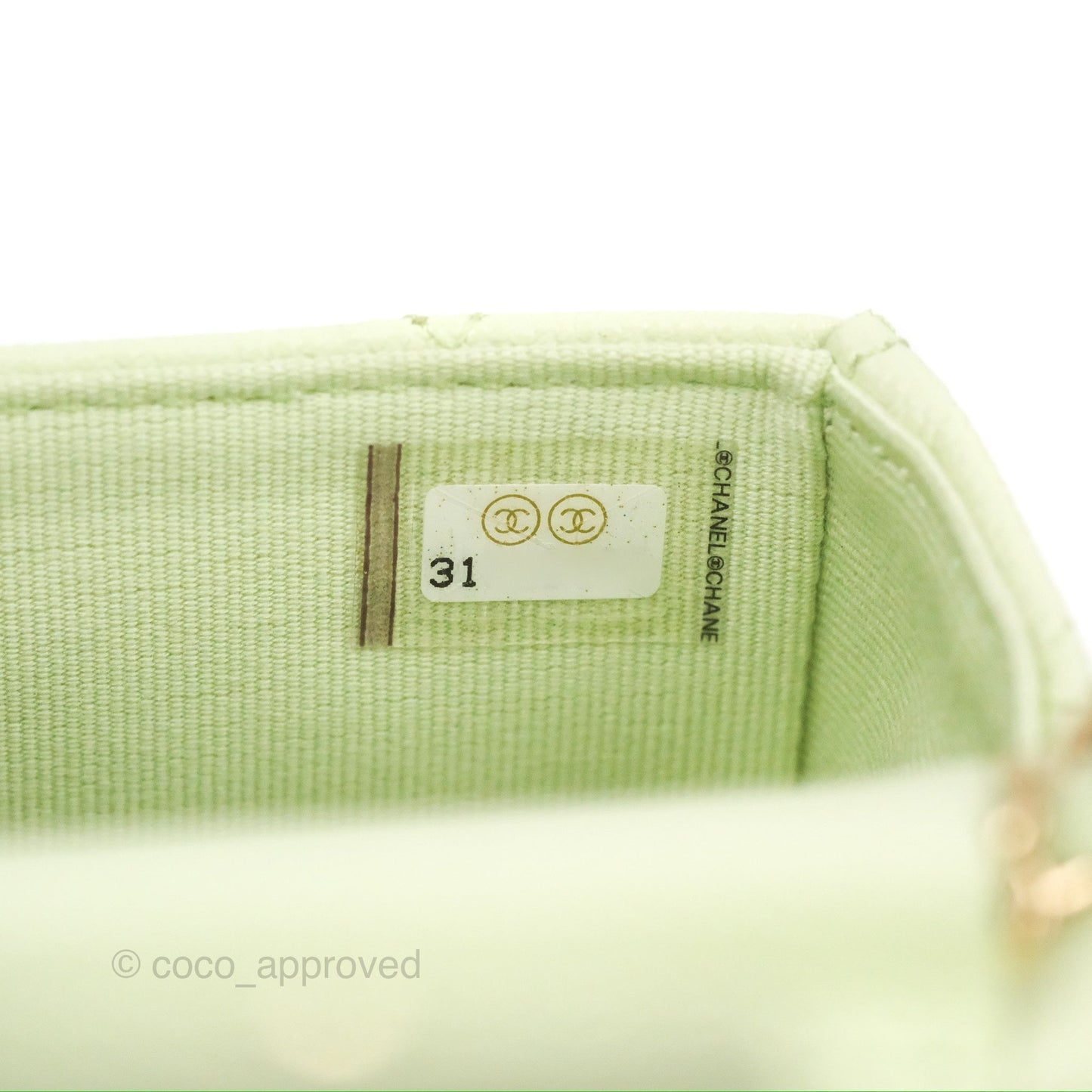 Chanel Mini Clutch With Chain Mint Green Caviar Gold Hardware 22C