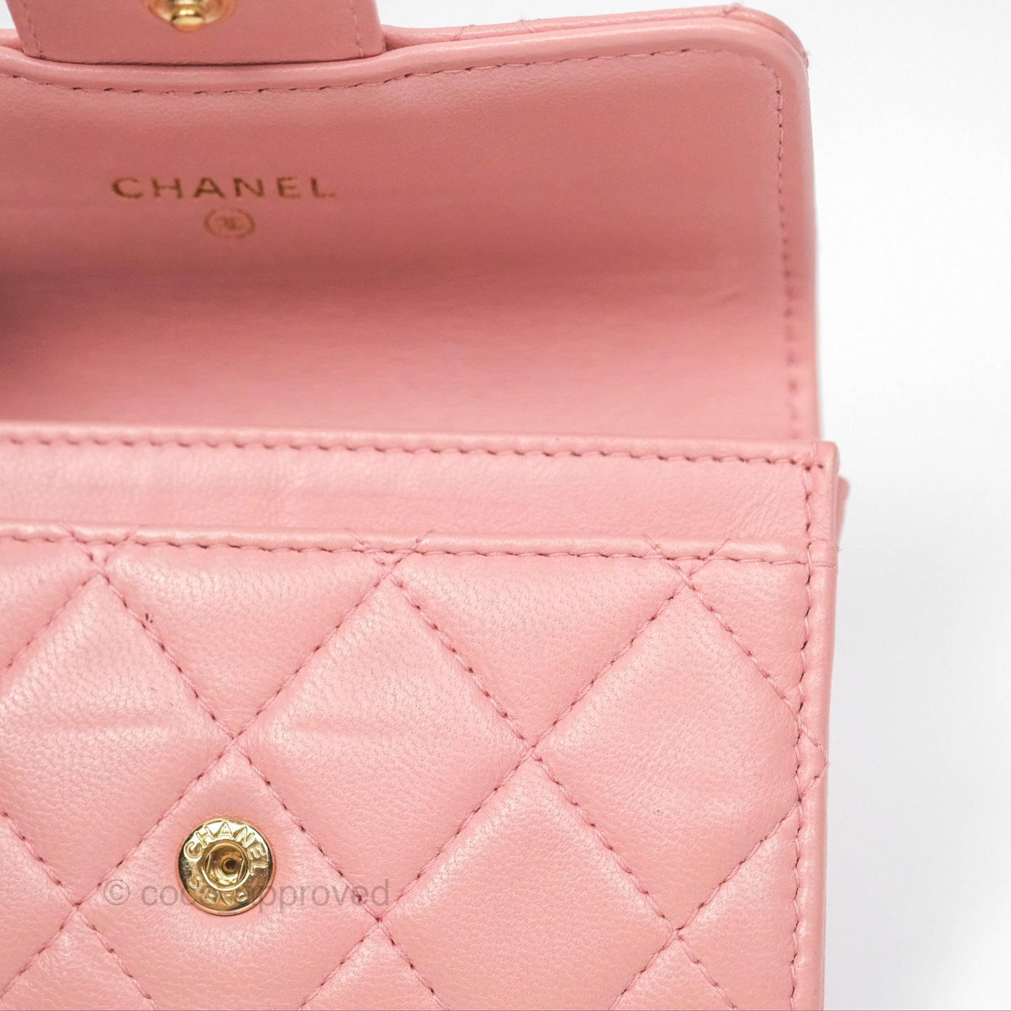 Chanel Classic Flap Card Holder Quilted Pink Lambskin Gold Hardware