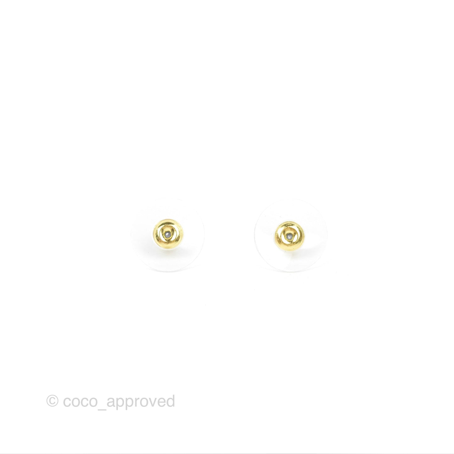 Chanel Black Round Camellia CC Earrings Gold Tone 22A