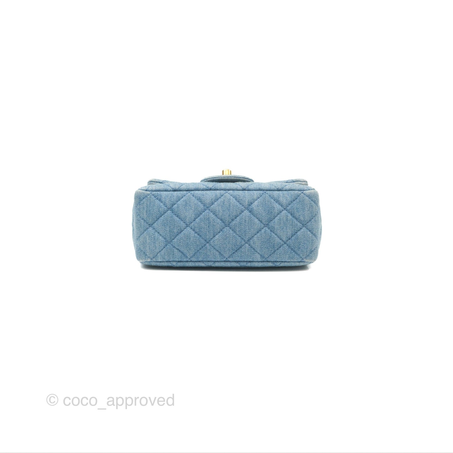 Chanel Mini Square Pearl Crush Quilted Denim Aged Gold Hardware