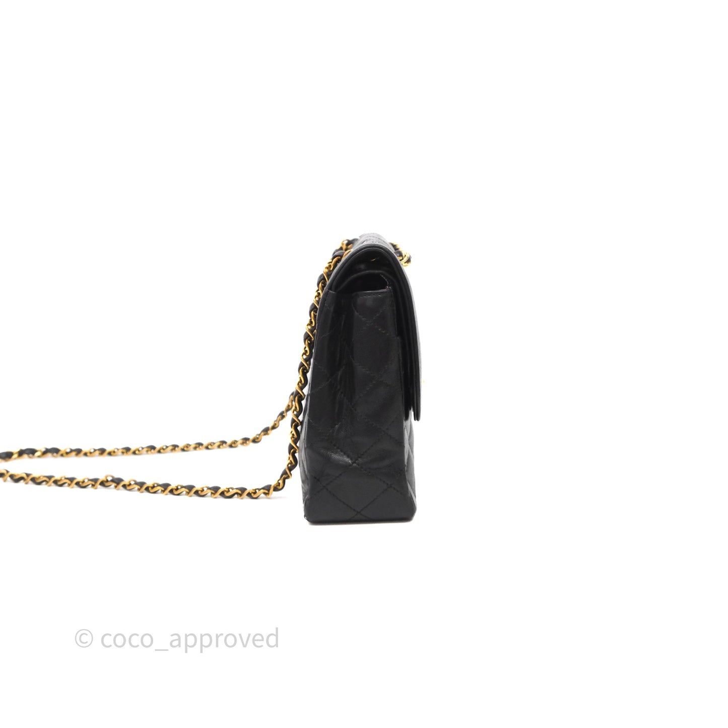 Chanel Quilted Vintage Flap Bag Lambskin Black 24K Gold Hardware