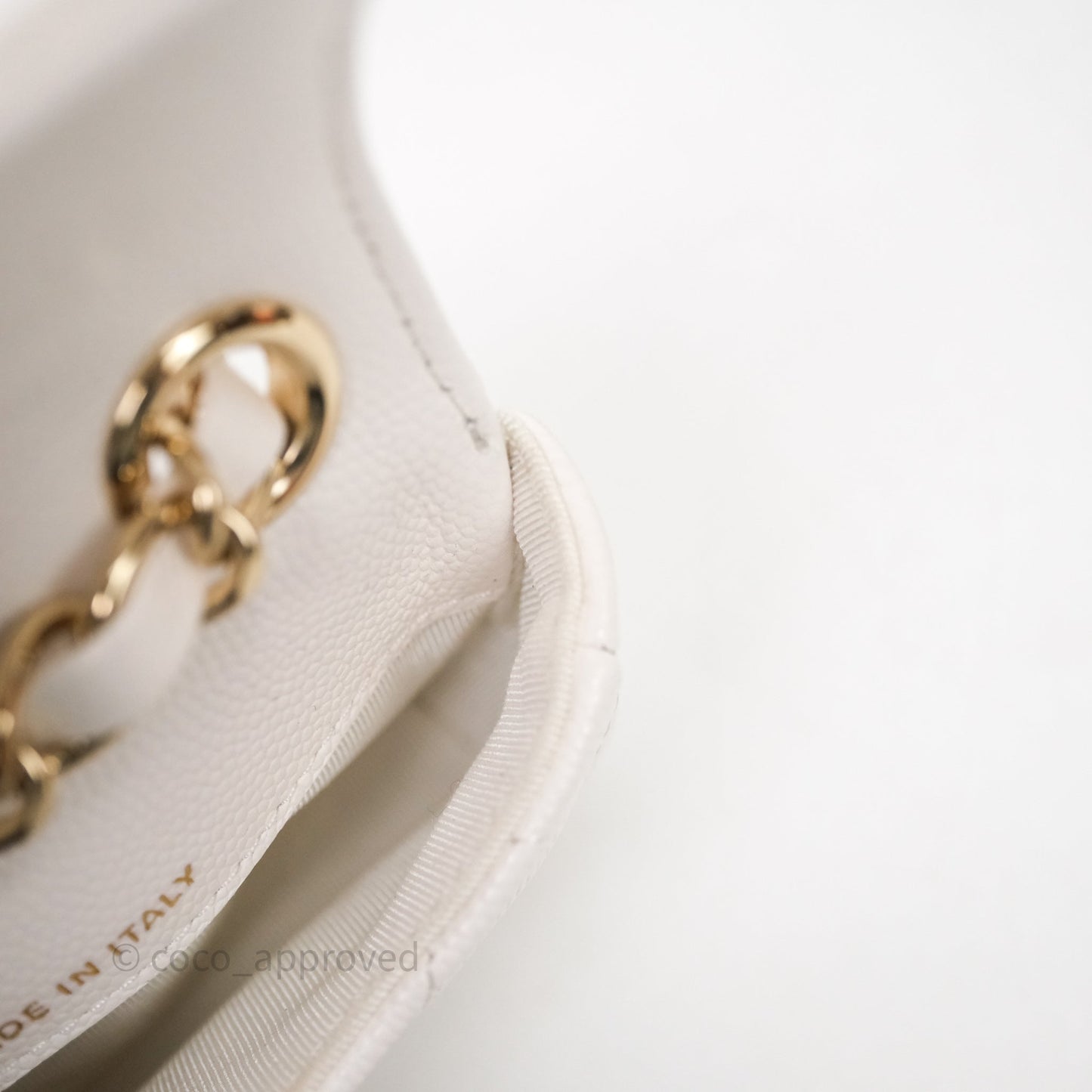 Chanel Mini Flap Belt Bag Caviar White Gold Hardware
