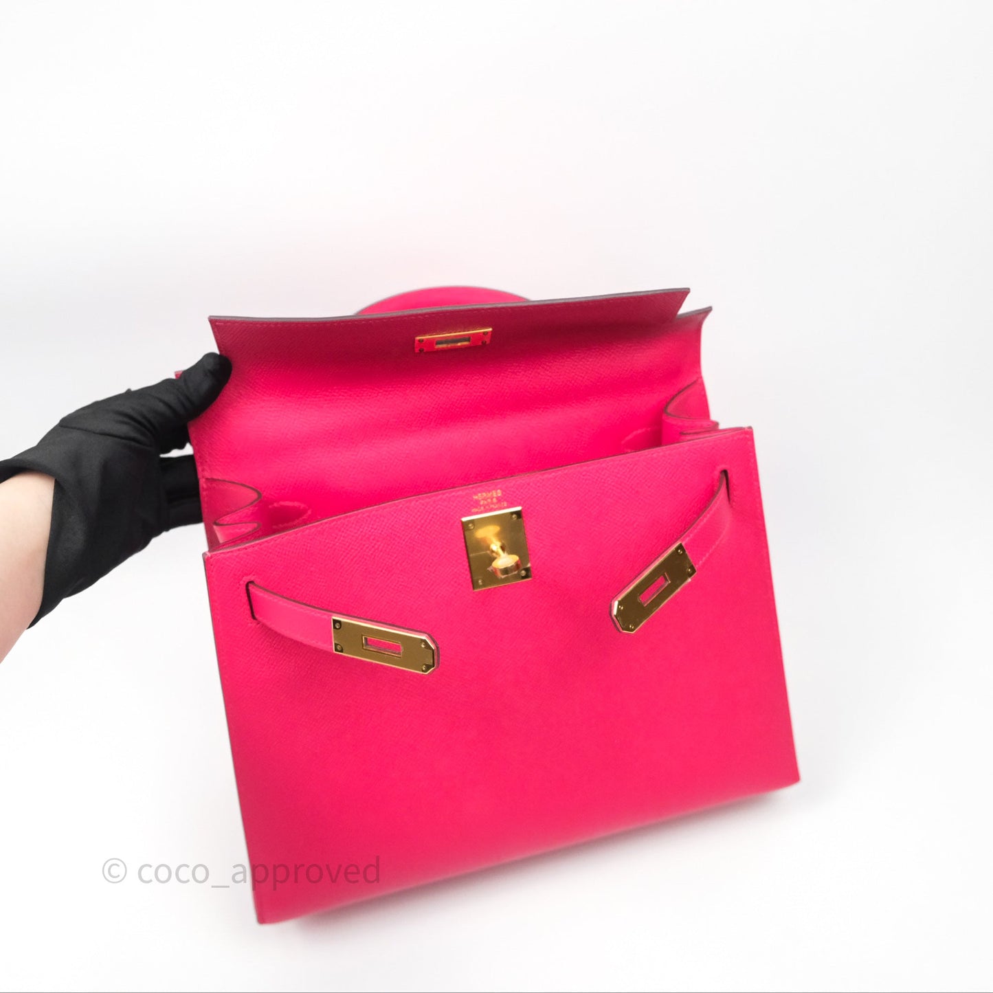 Hermès Kelly 28 Sellier Rose Extreme I6 Epsom Gold Hardware