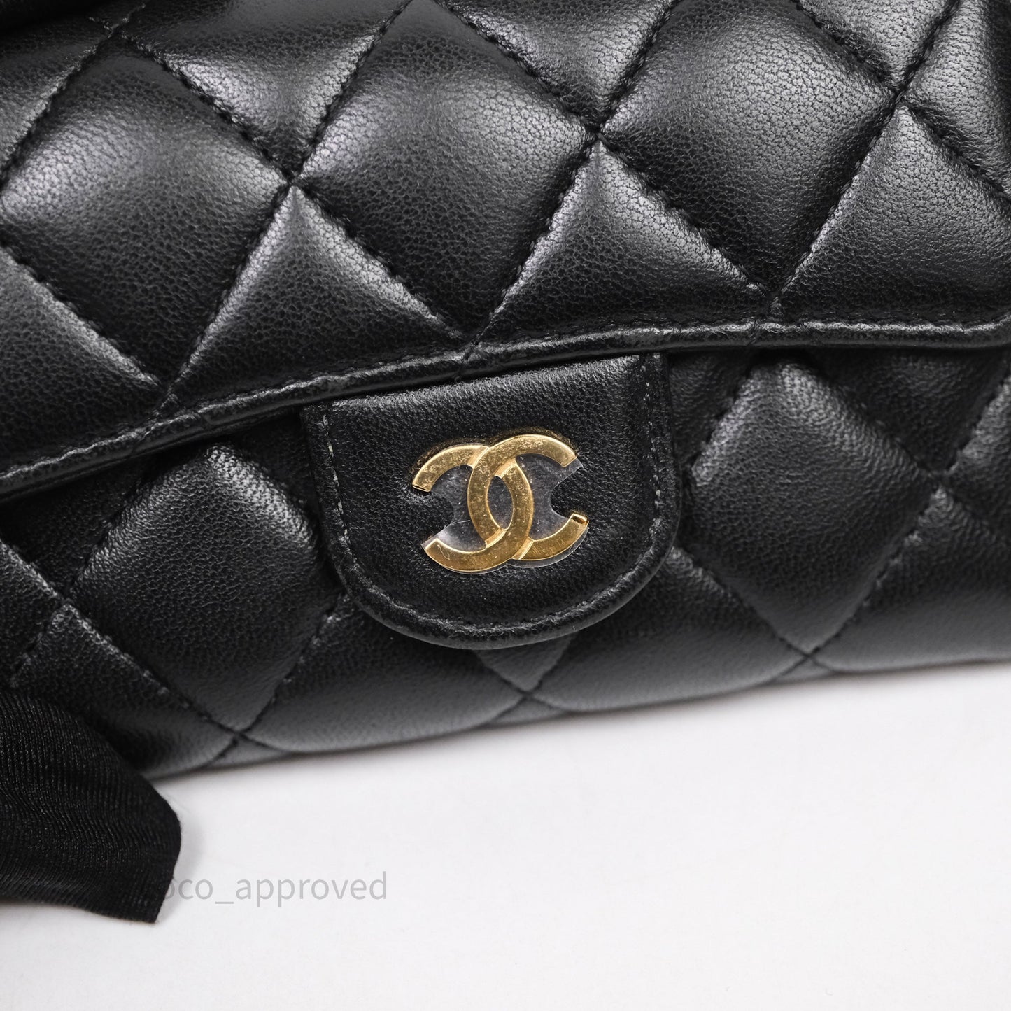 Chanel Quilted Flap Card Holder Black Lambskin Gold Hardware