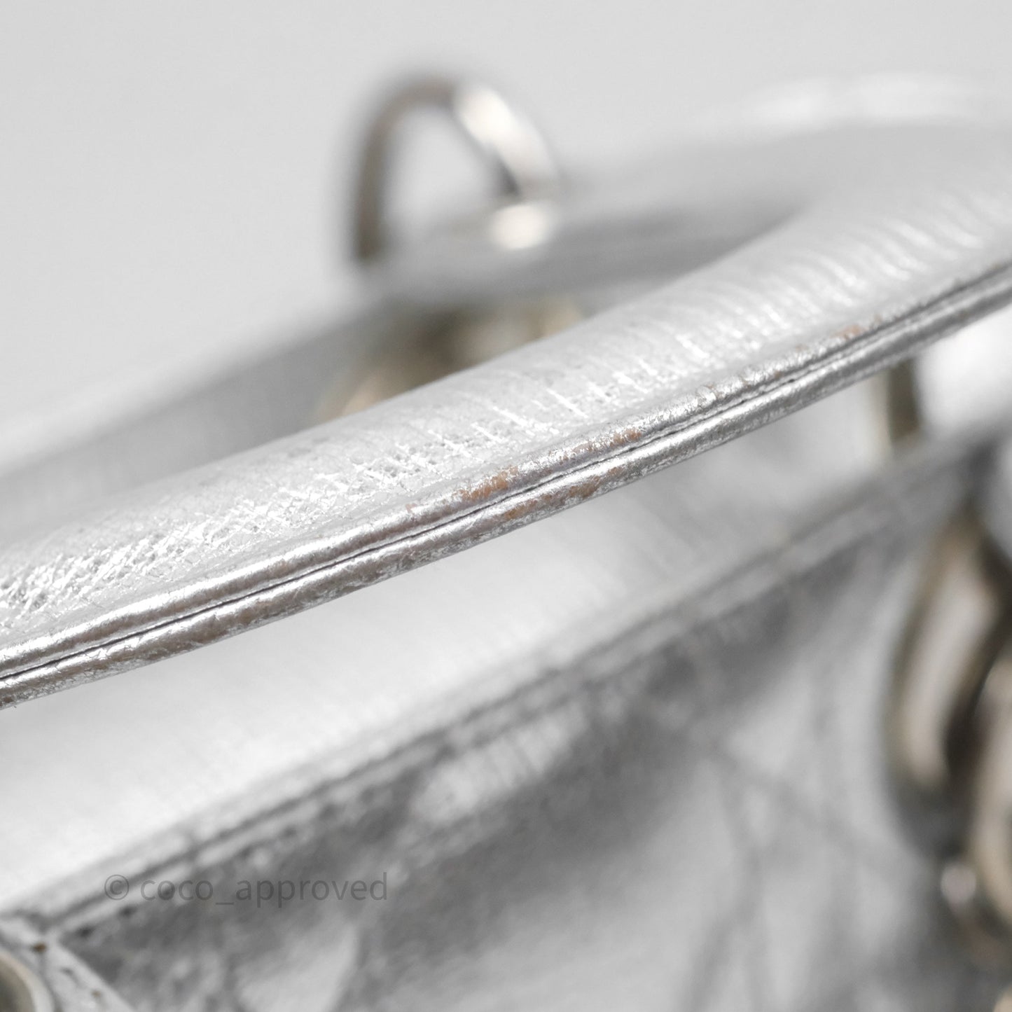 Christian Dior Small Lady Dior My ABCDior Silver Metallic Grained Calfskin Cannage