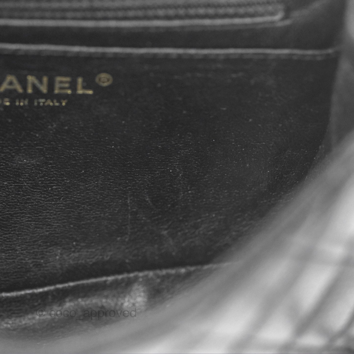 Chanel Vintage Mini Square Quilted Black Caviar Gold Hardware