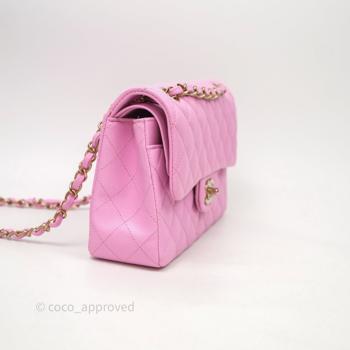 Chanel Small Classic Flap Quilted Pink Caviar Gold Hardware