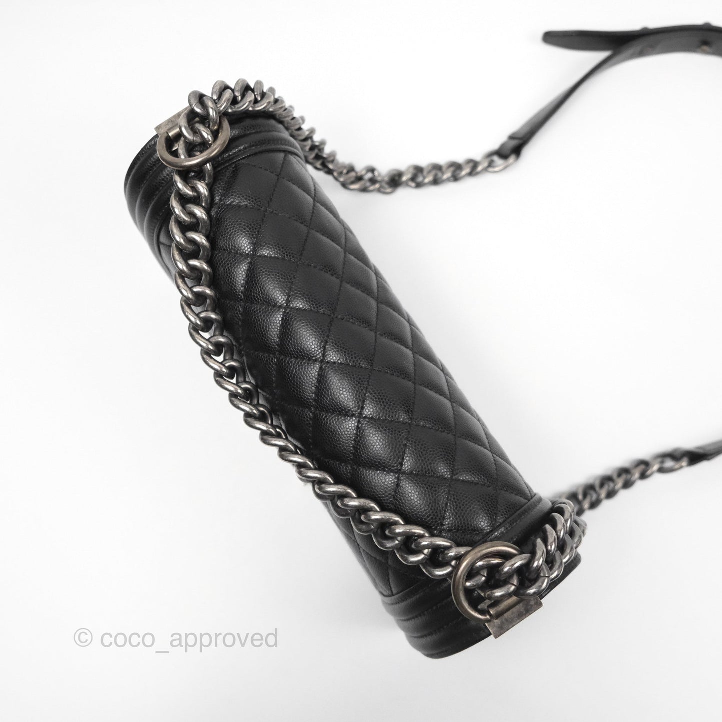 Chanel Medium Boy Quilted Black Caviar Ruthenium Hardware