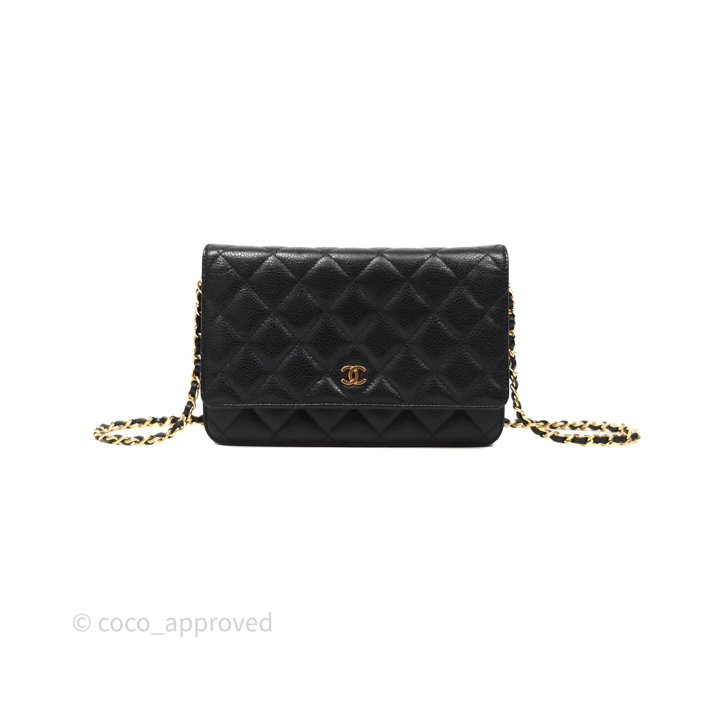 Chanel Classic Wallet On Chain WOC Quilted Black Caviar Gold Hardware