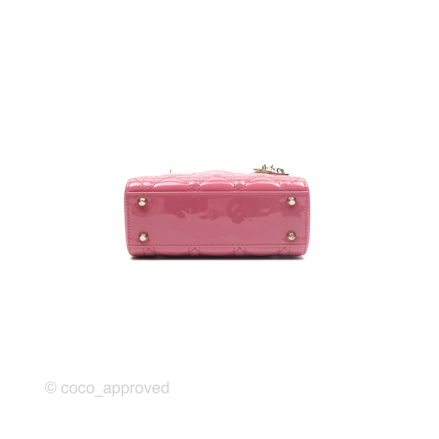 Christian Dior Mini Lady Dior Dusty Pink Patent Gold Hardware