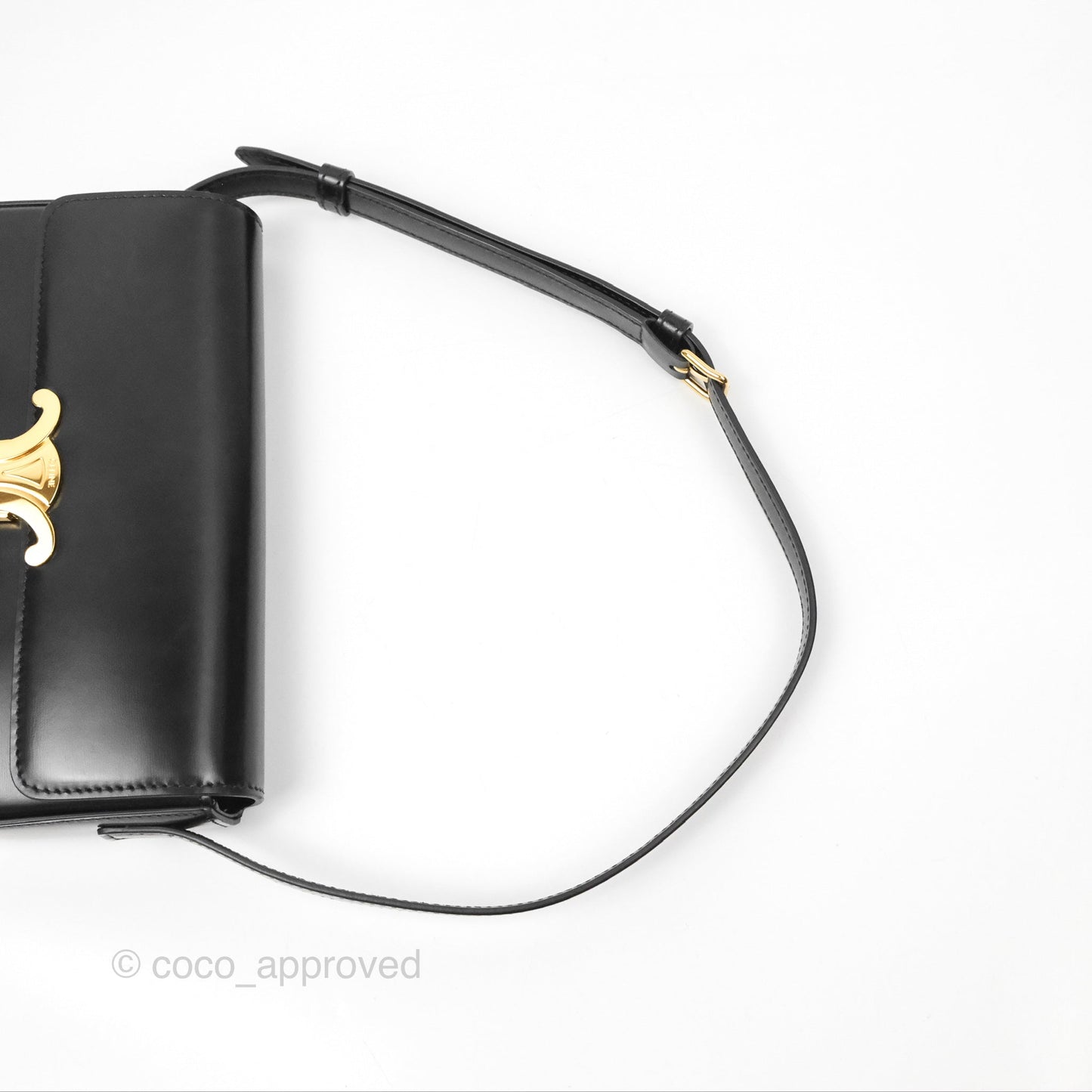 Celine Triomphe Shoulder Bag Black Calfskin