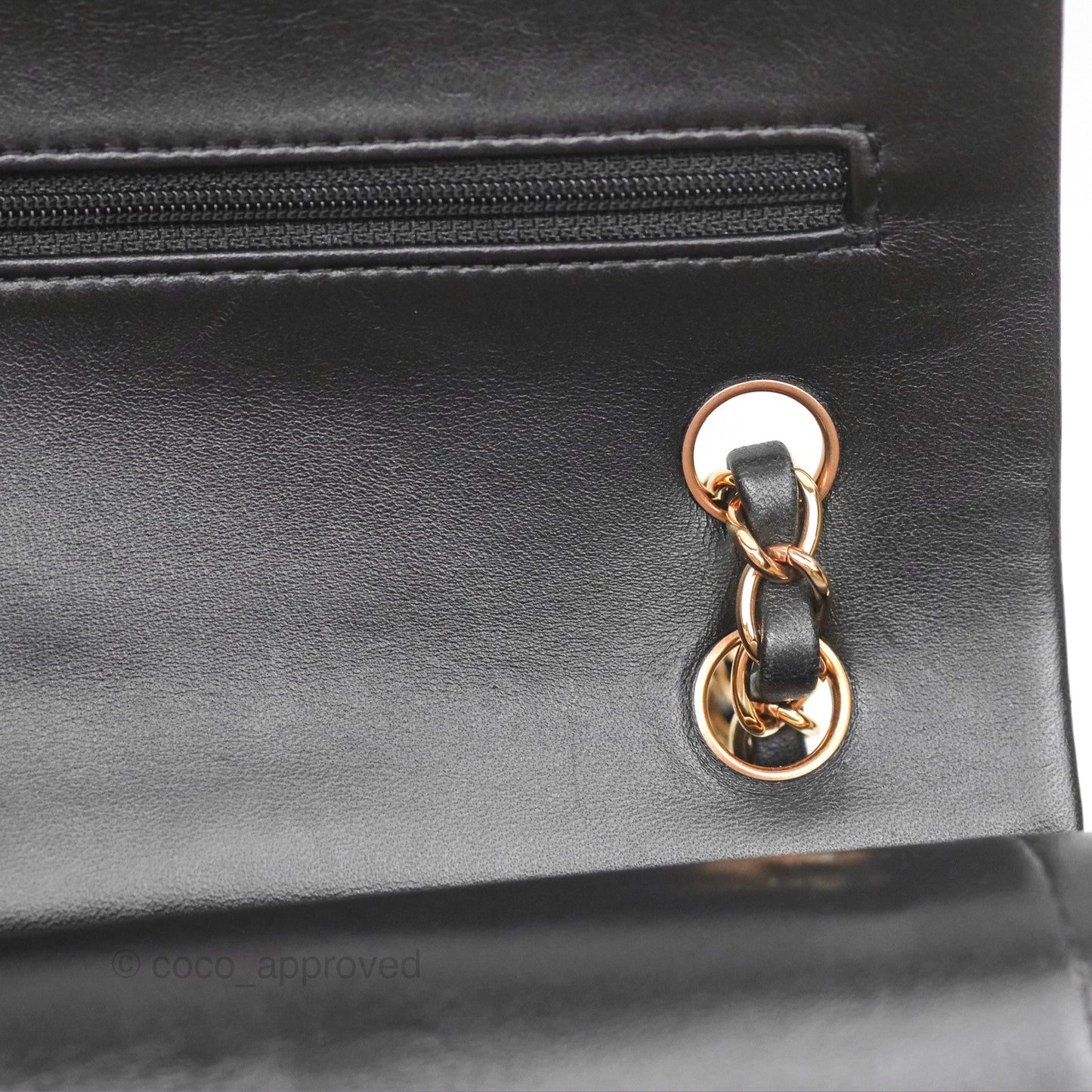 Chanel Small Classic Quilted Flap Black Lambskin Rose Gold Hardware