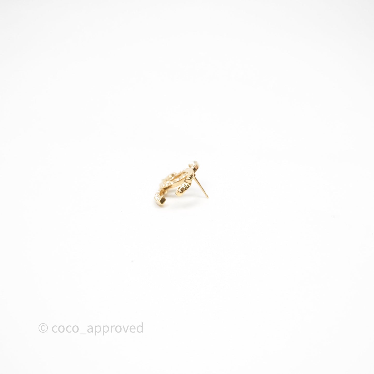 Chanel CC Crystals Earrings Gold Tone 23C