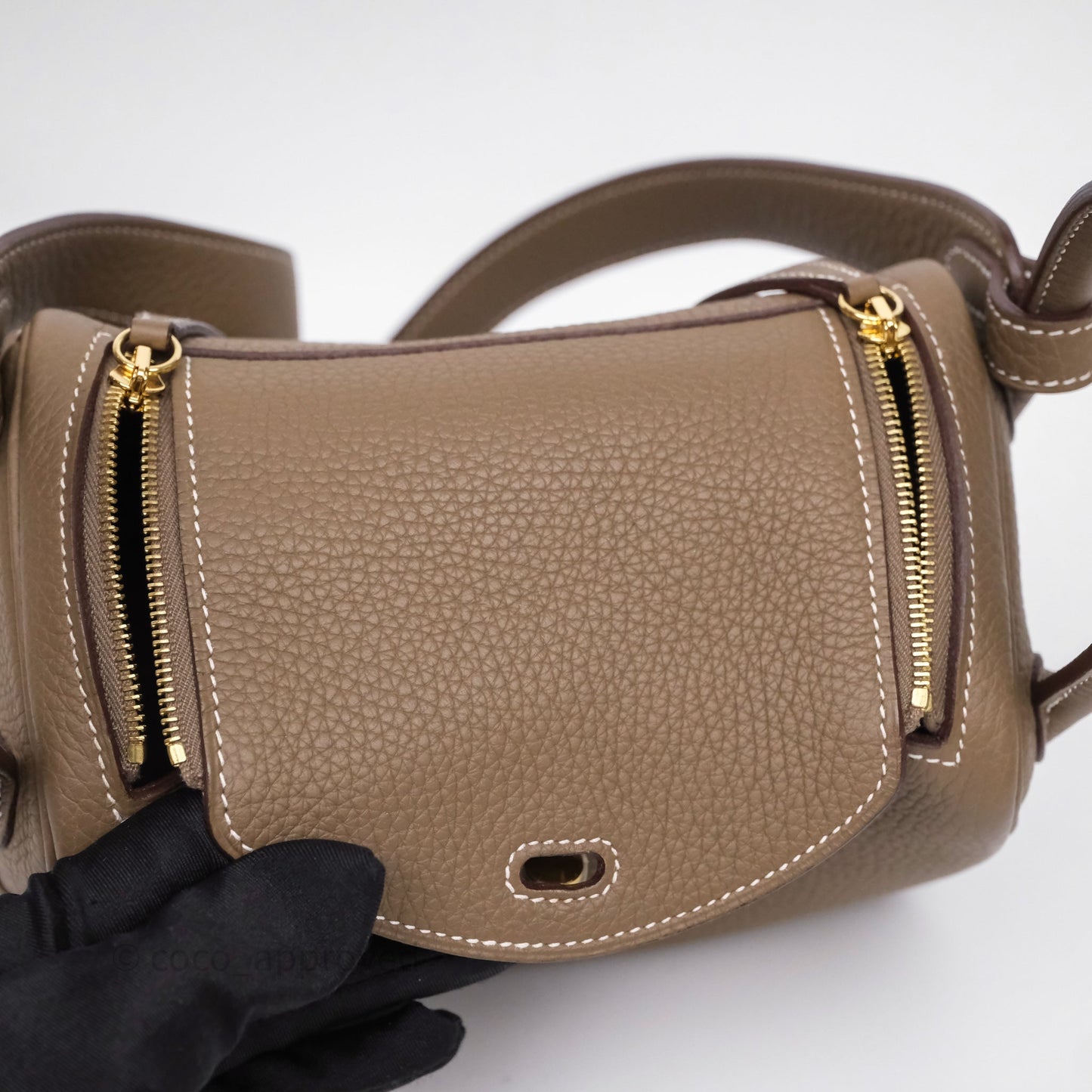 Hermès Mini Lindy 20 Etoupe 18 Clemence Gold Hardware