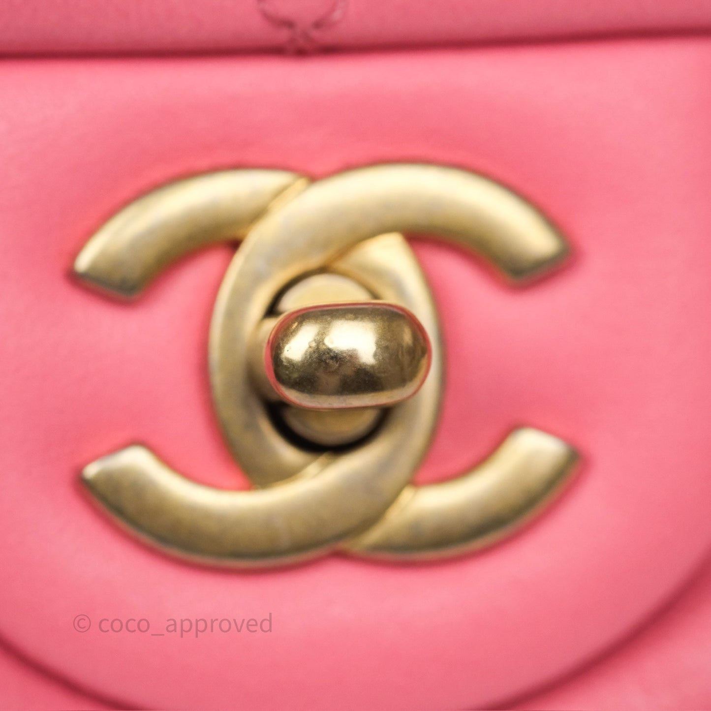 Chanel Pearl Crush Mini Square Quilted Pink Lambskin Aged Gold Hardware