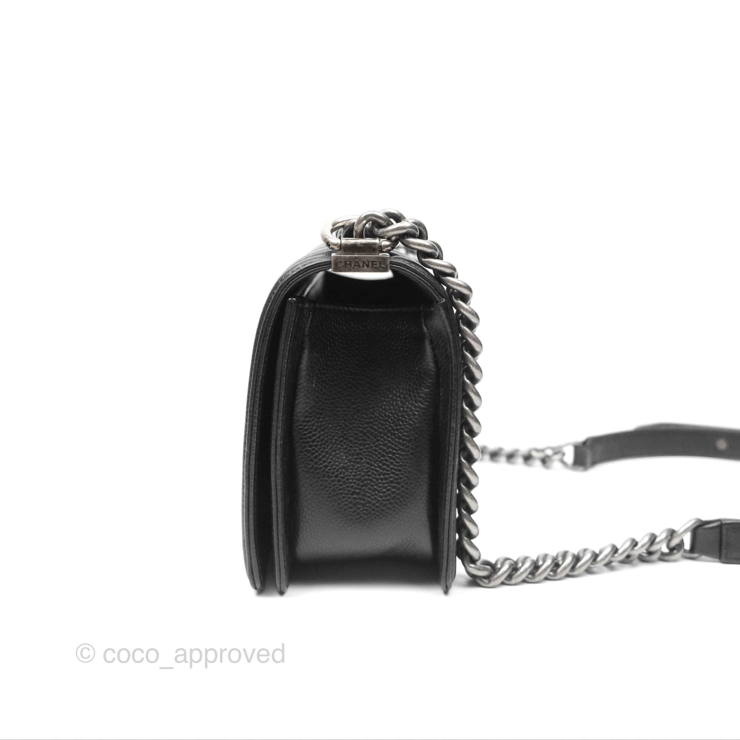 Chanel Medium Boy Chevron Black Caviar Ruthenium Hardware