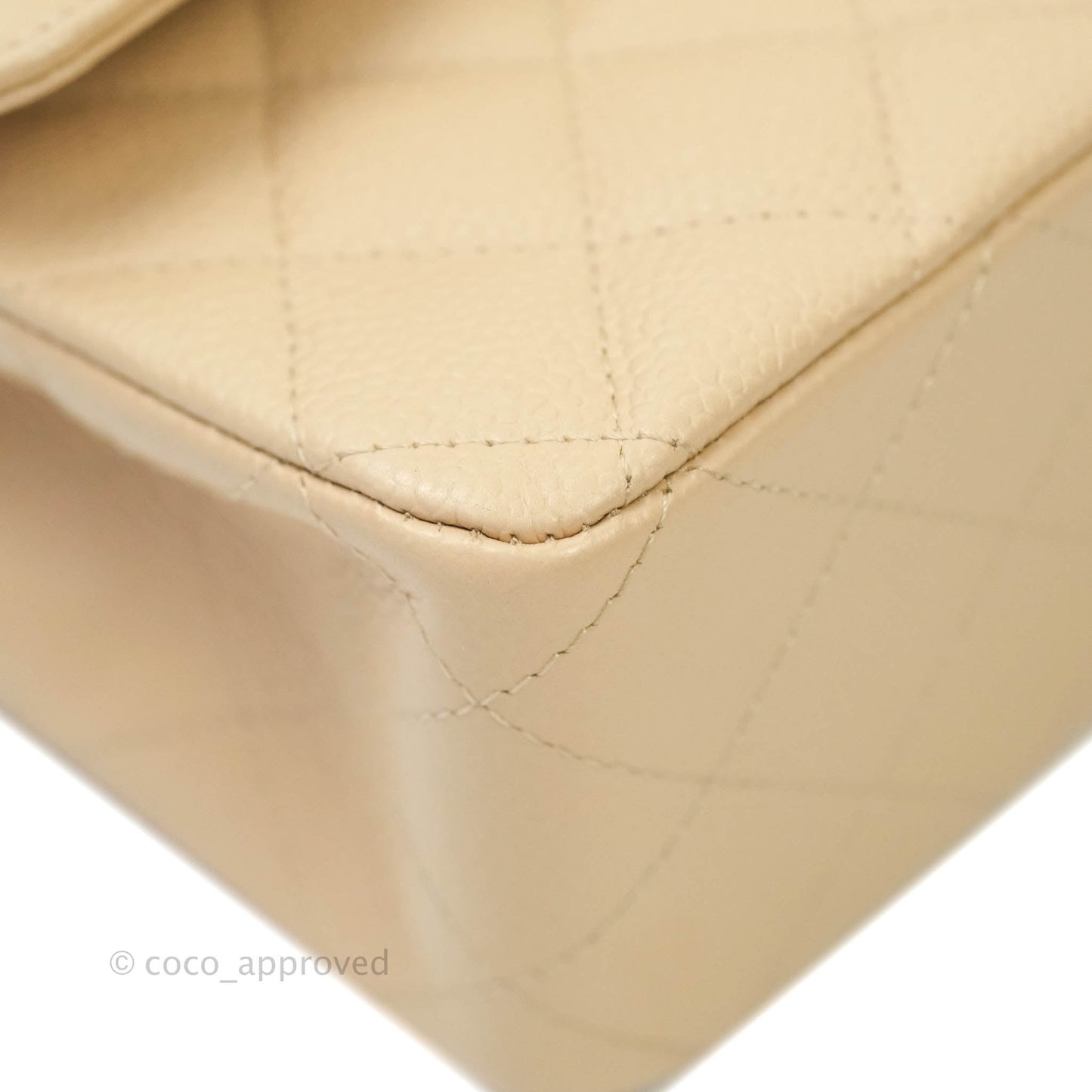 Chanel M/L Medium Double Flap Bag Beige Caviar Gold Hardware