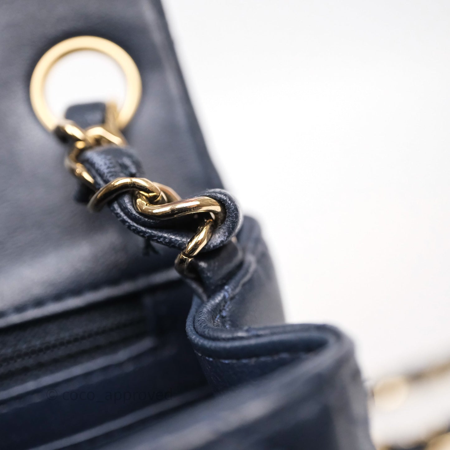 Chanel Mini Square Flap Quilted Navy Lambskin Gold Hardware