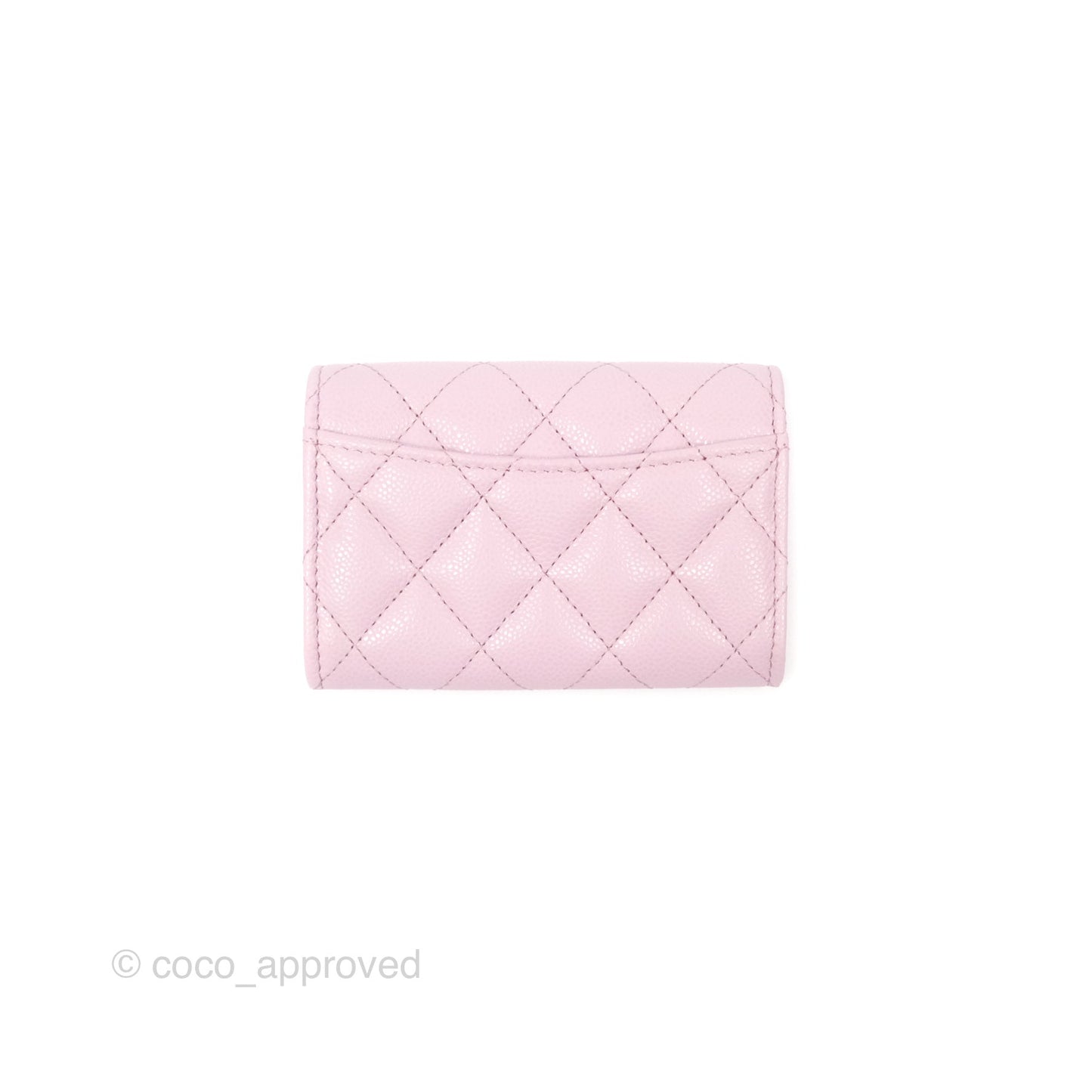 Chanel Quilted Flap Card Holder Caviar Pink Gold Hardware