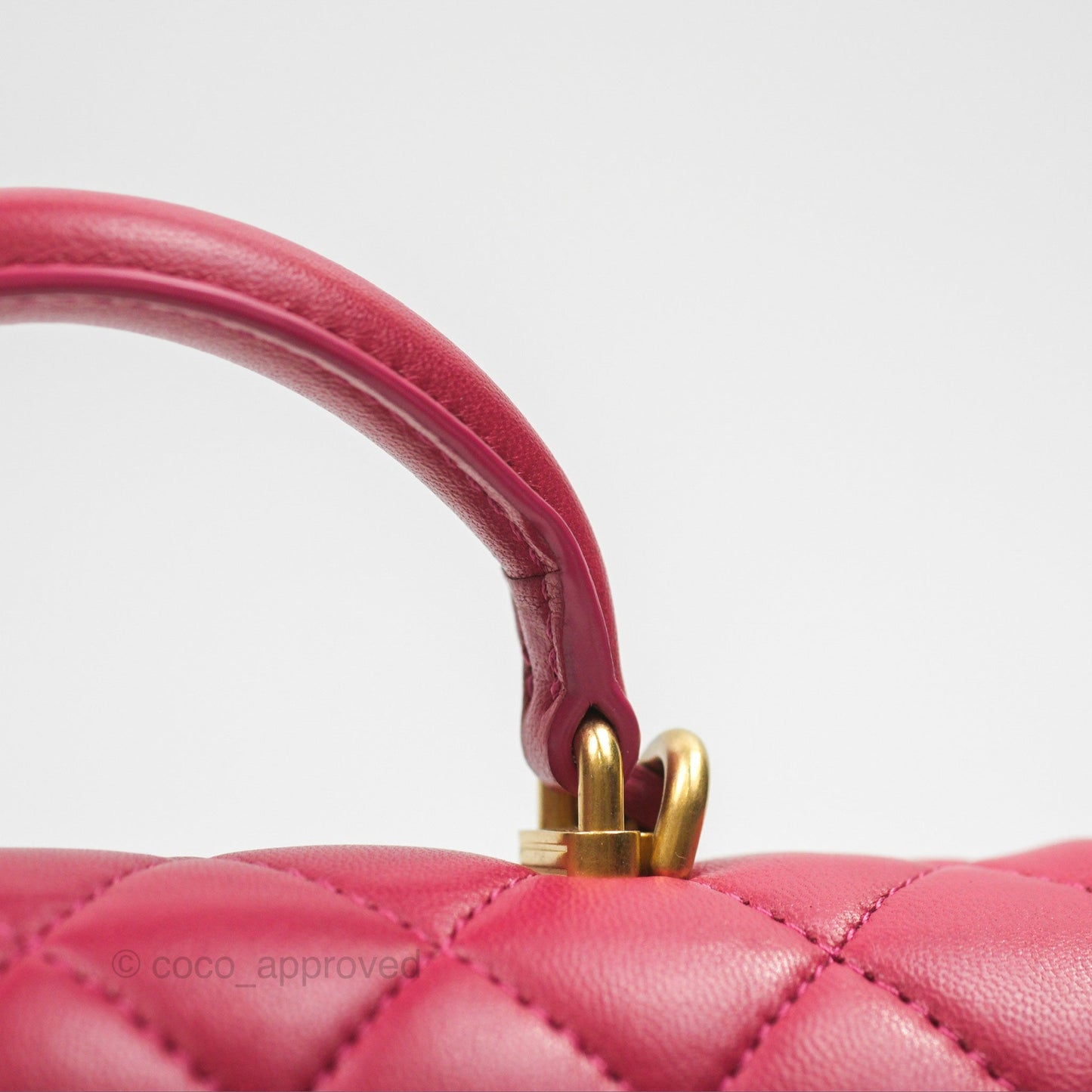 Chanel Top Handle Mini Rectangular Flap Bag Berry Red Lambskin Aged Gold Hardware