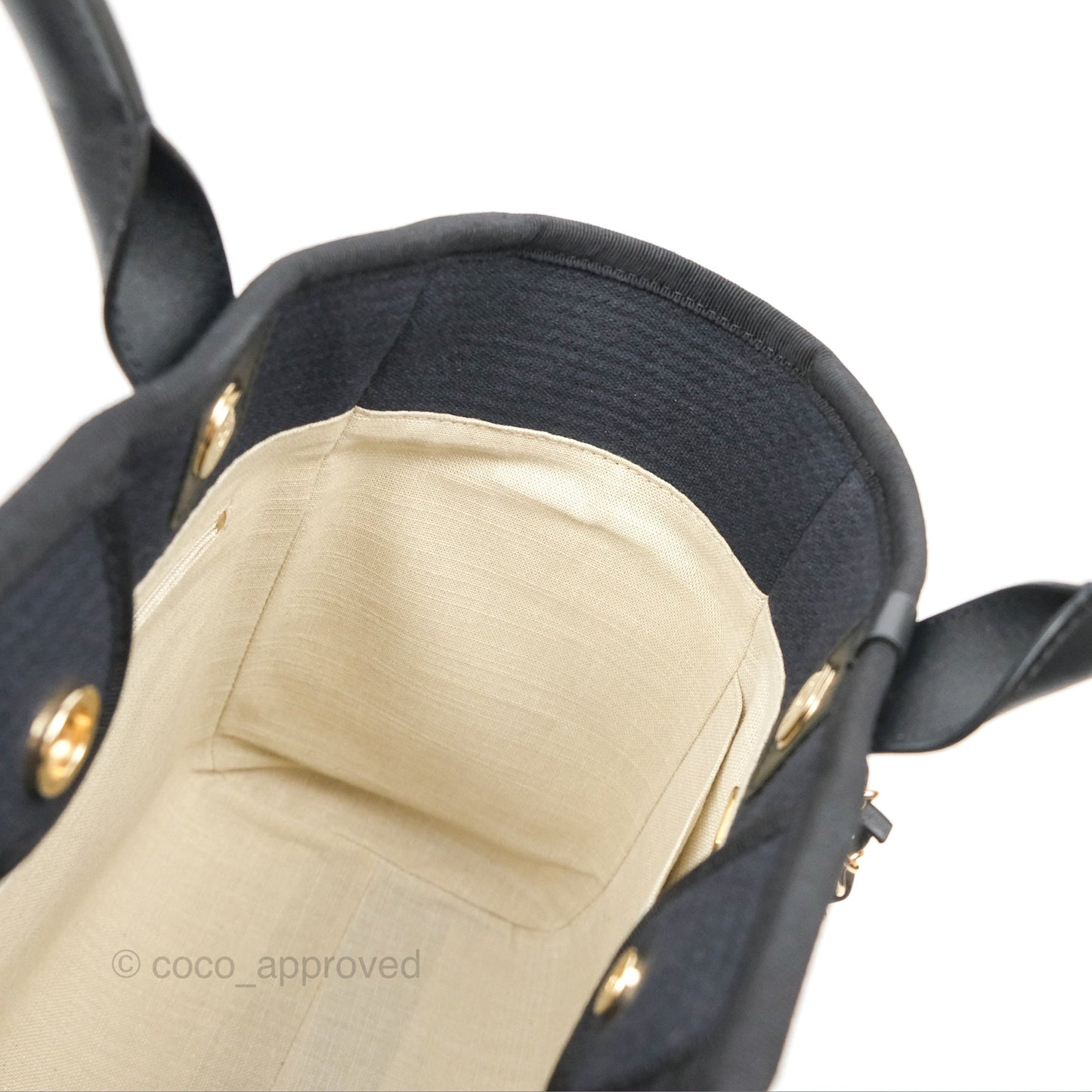 Chanel New Small Deauville Tote Dark Navy Cotton Raffia Logo