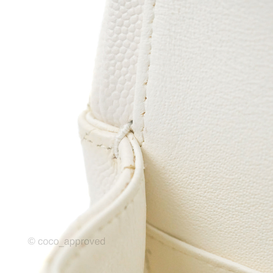 Chanel Small Classic Quilted Flap White Caviar Gold Hardware