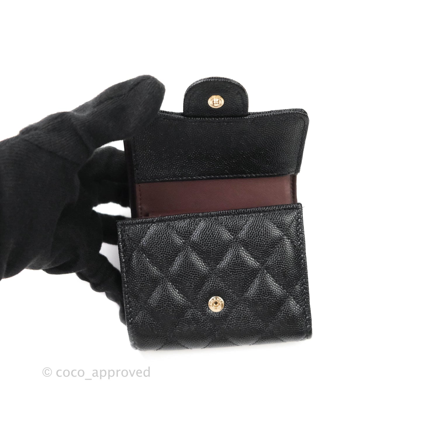 Chanel Classic Flap Small Wallet Black Caviar Gold Hardware⁣