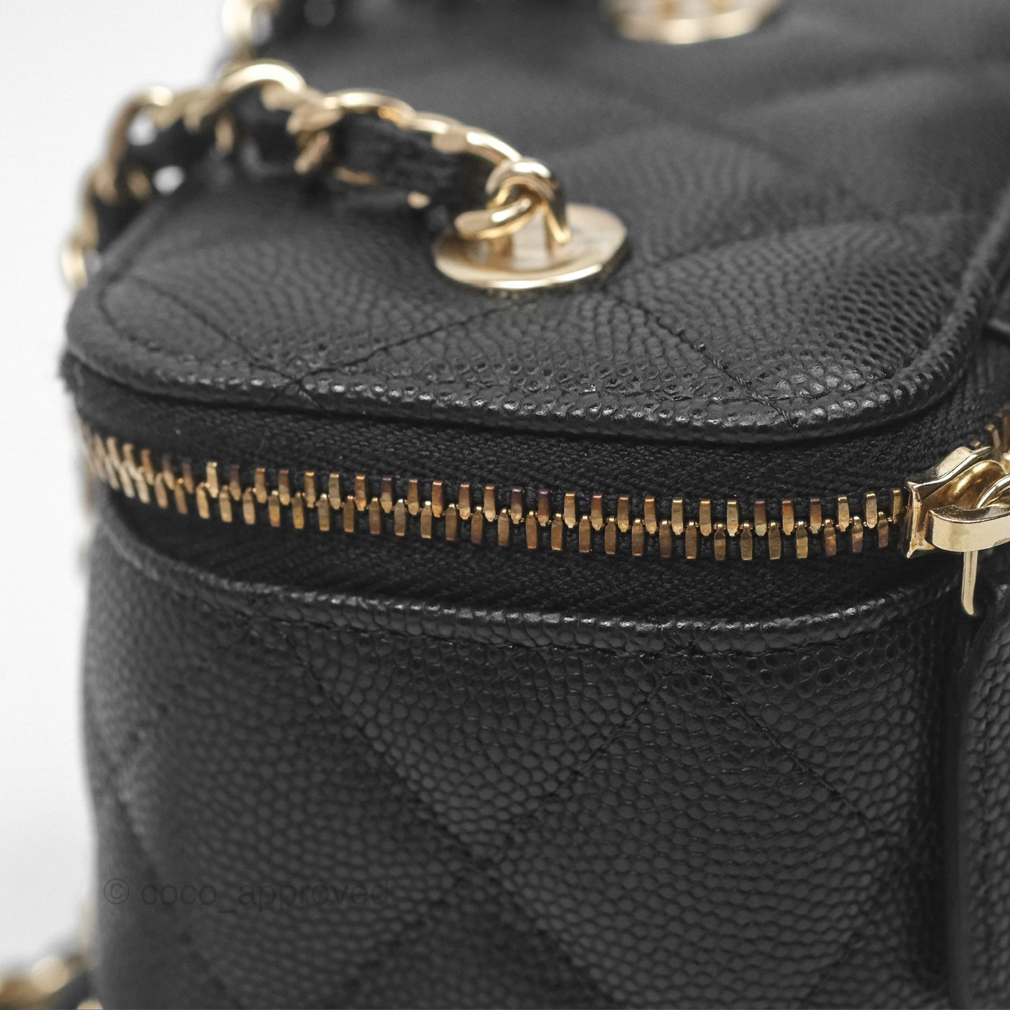 Chanel Mini Vanity With Chain Black Caviar Gold Hardware