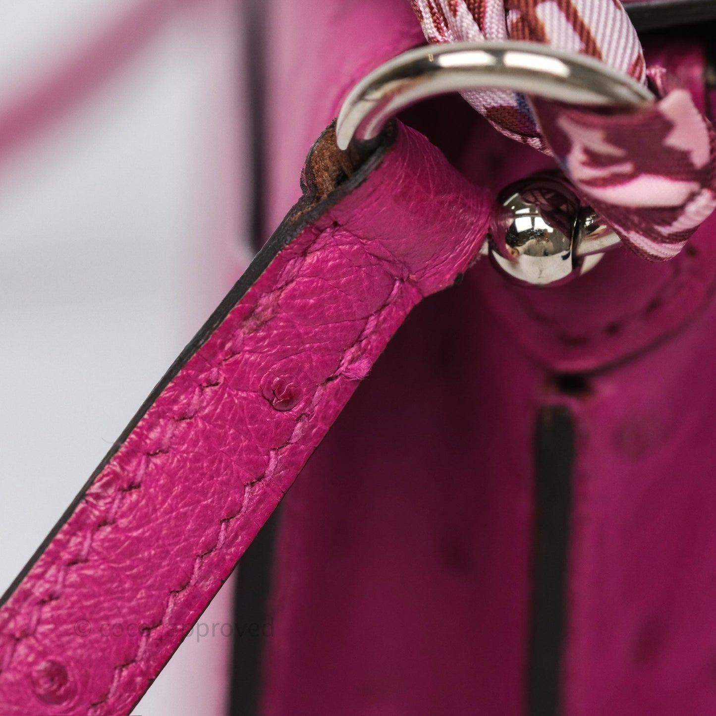 Hermès Roulis Mini 18 Rose Pourpre L3 Autruche Palladium Hardware