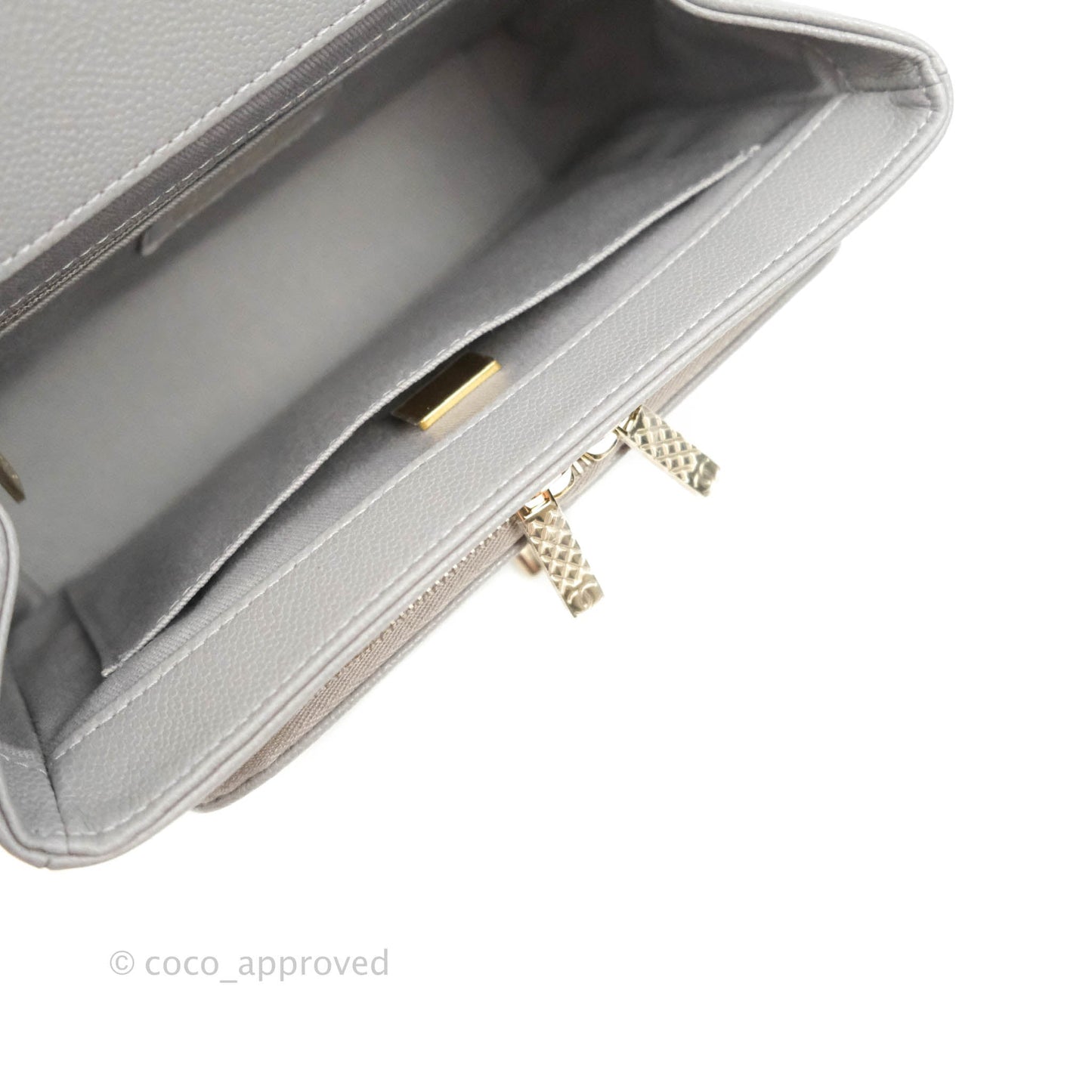 Chanel Quilted Medium Business Affinity Flap Grey Caviar Gold Hardware