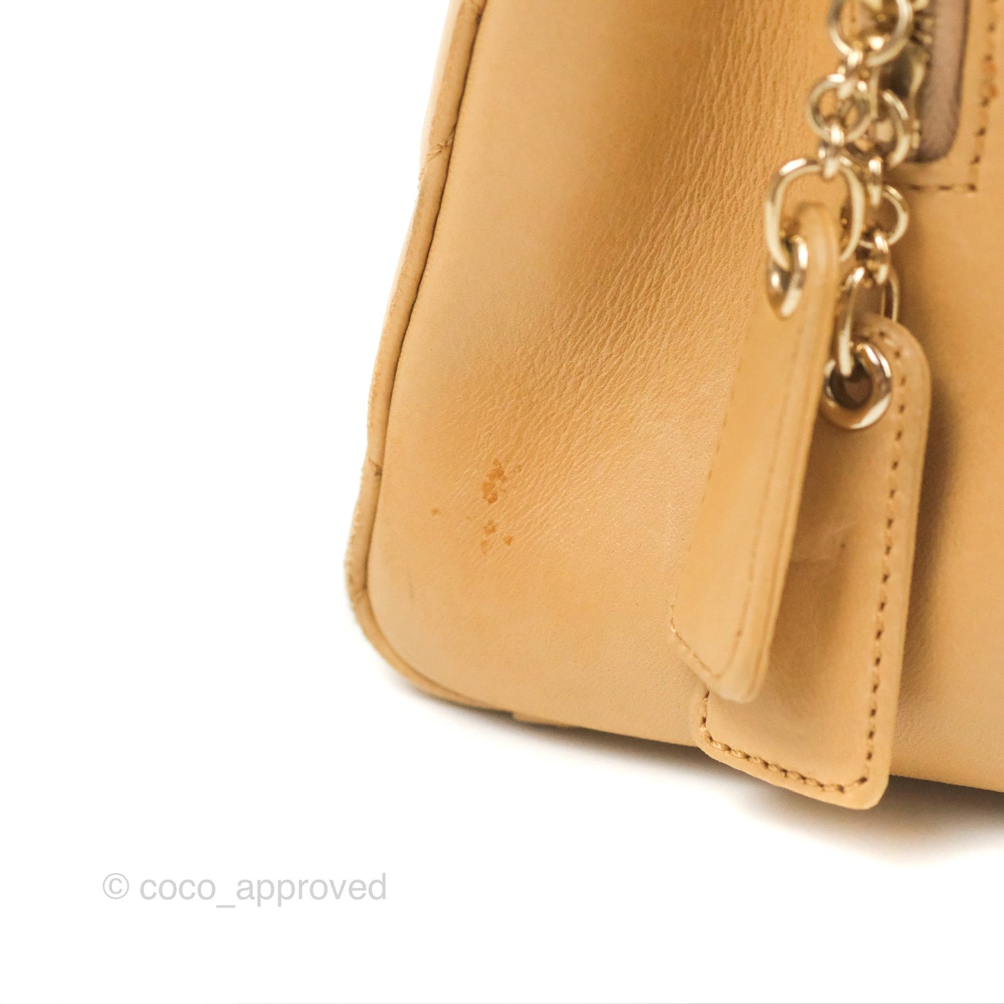 Chanel Vintage Small Top Handle Tote Quilted Beige Lambskin